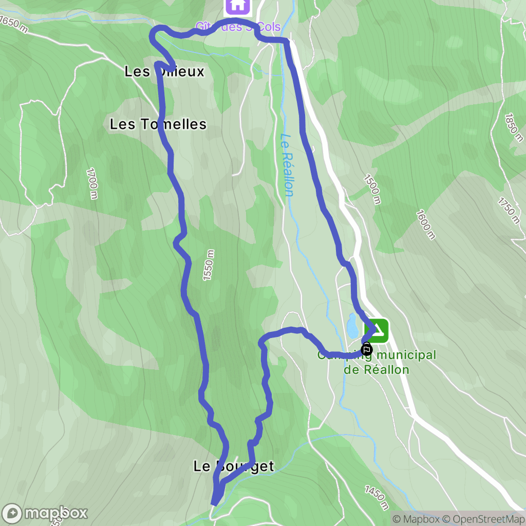 Réallon : carte du parcours de randonnée - France