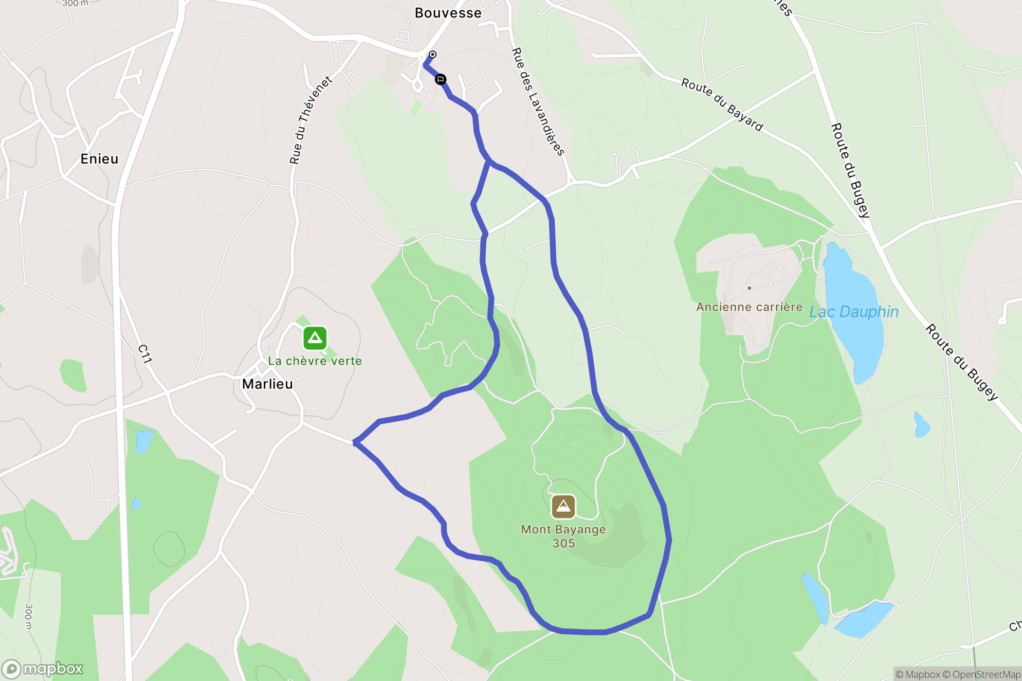 Bouvesse-Quirieu : carte du parcours de randonnée - France