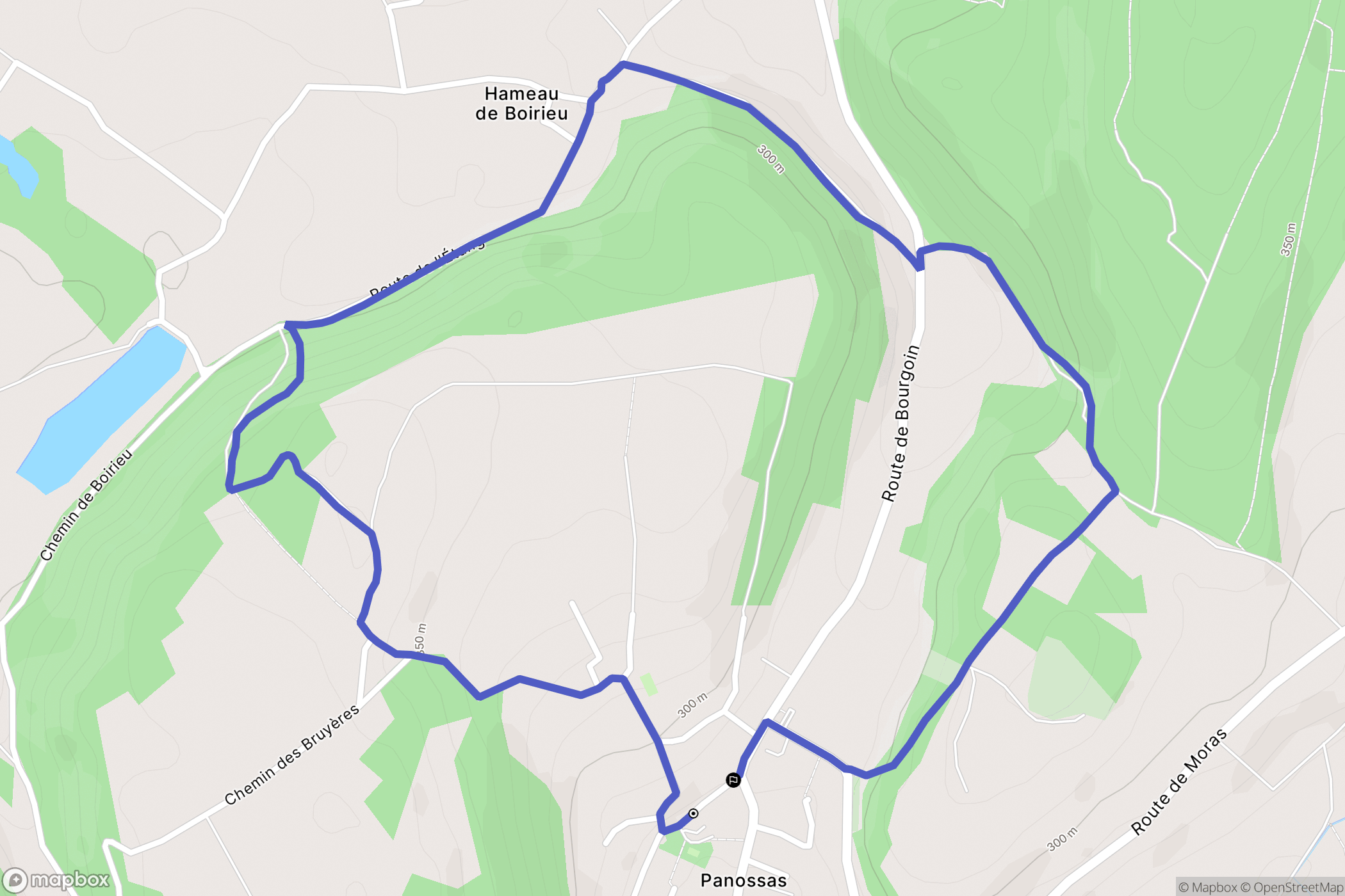 Panossas : carte du parcours de randonnée - France