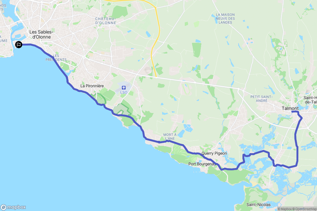 Les Sables-d'Olonne : carte du parcours de randonnée - France