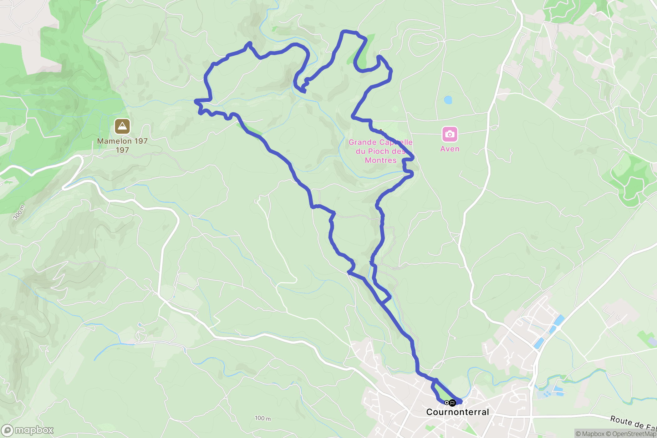 Cournonterral : carte du parcours de randonnée - France