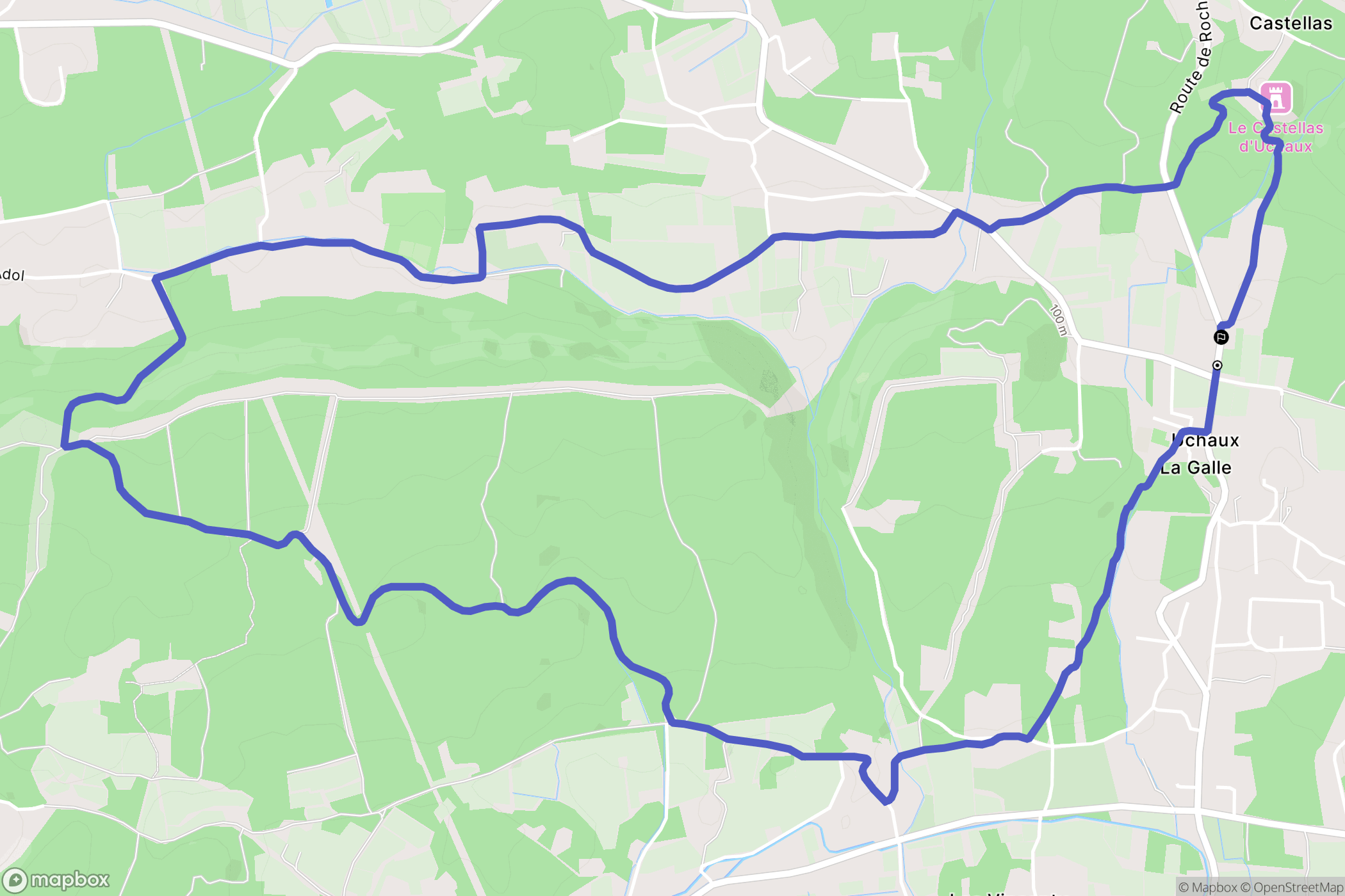 Uchaux : carte du parcours de randonnée - France