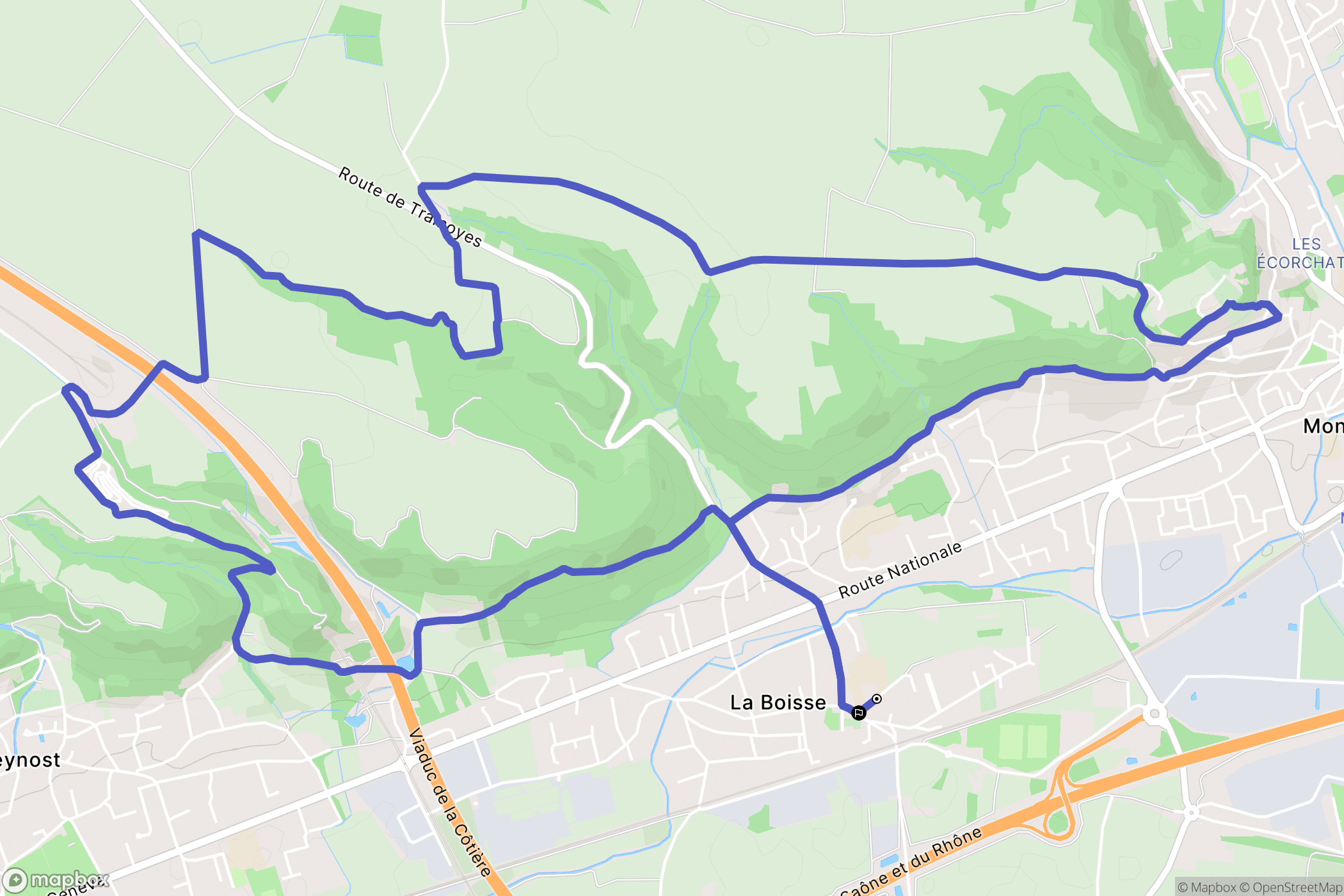 La Boisse : carte du parcours de randonnée - France