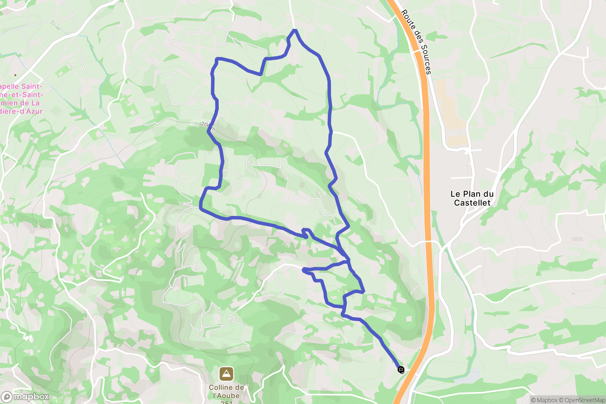 La Cadière-d'Azur : carte du parcours de randonnée - France