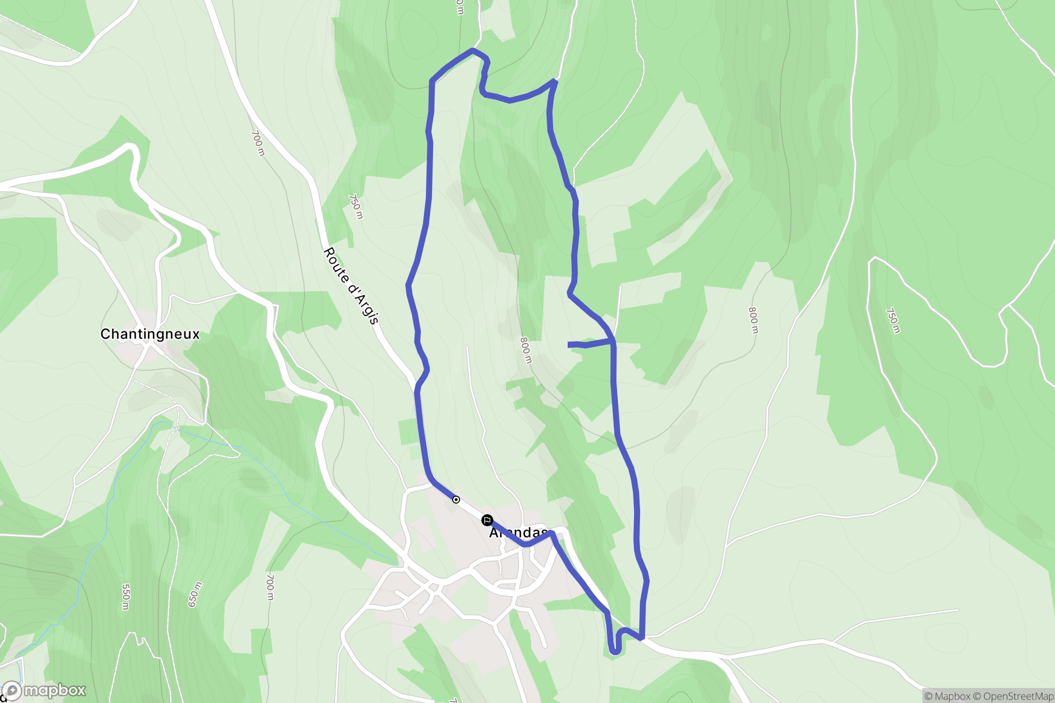 Arandas : carte du parcours de randonnée - France