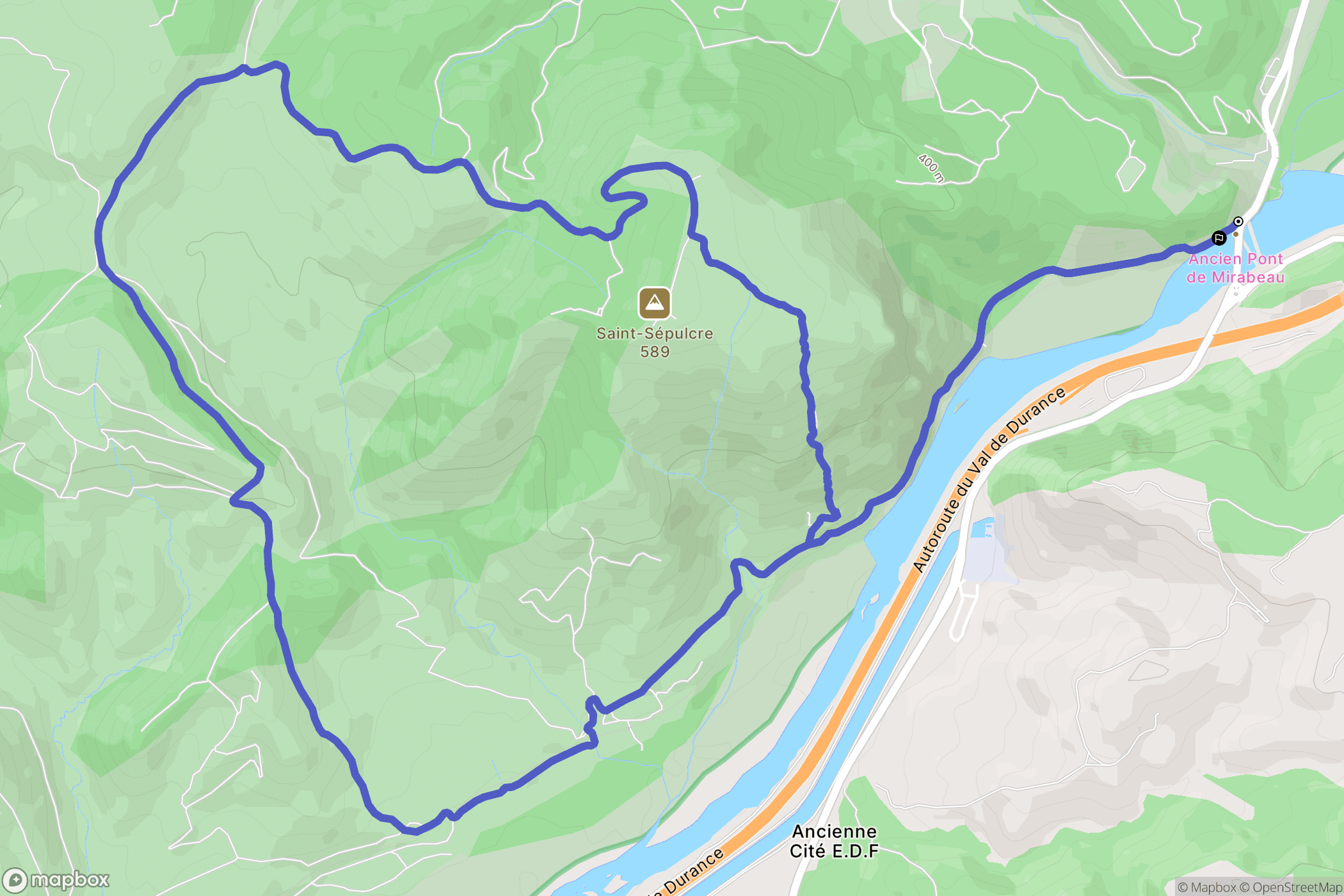 Mirabeau : carte du parcours de randonnée - France