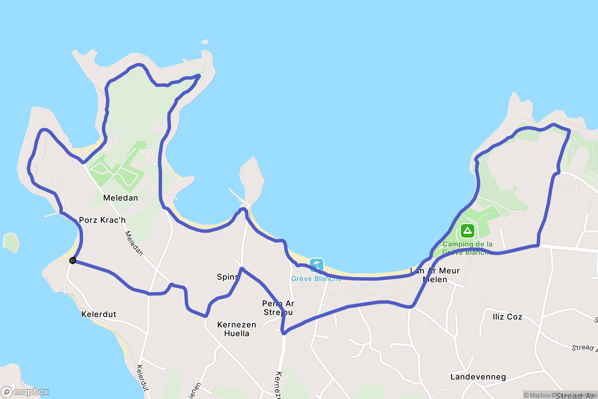 Plouguerneau : carte du parcours de randonnée - France