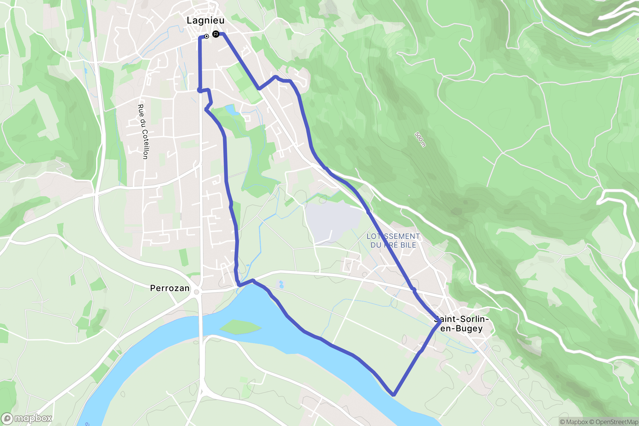 Lagnieu : carte du parcours de randonnée - France