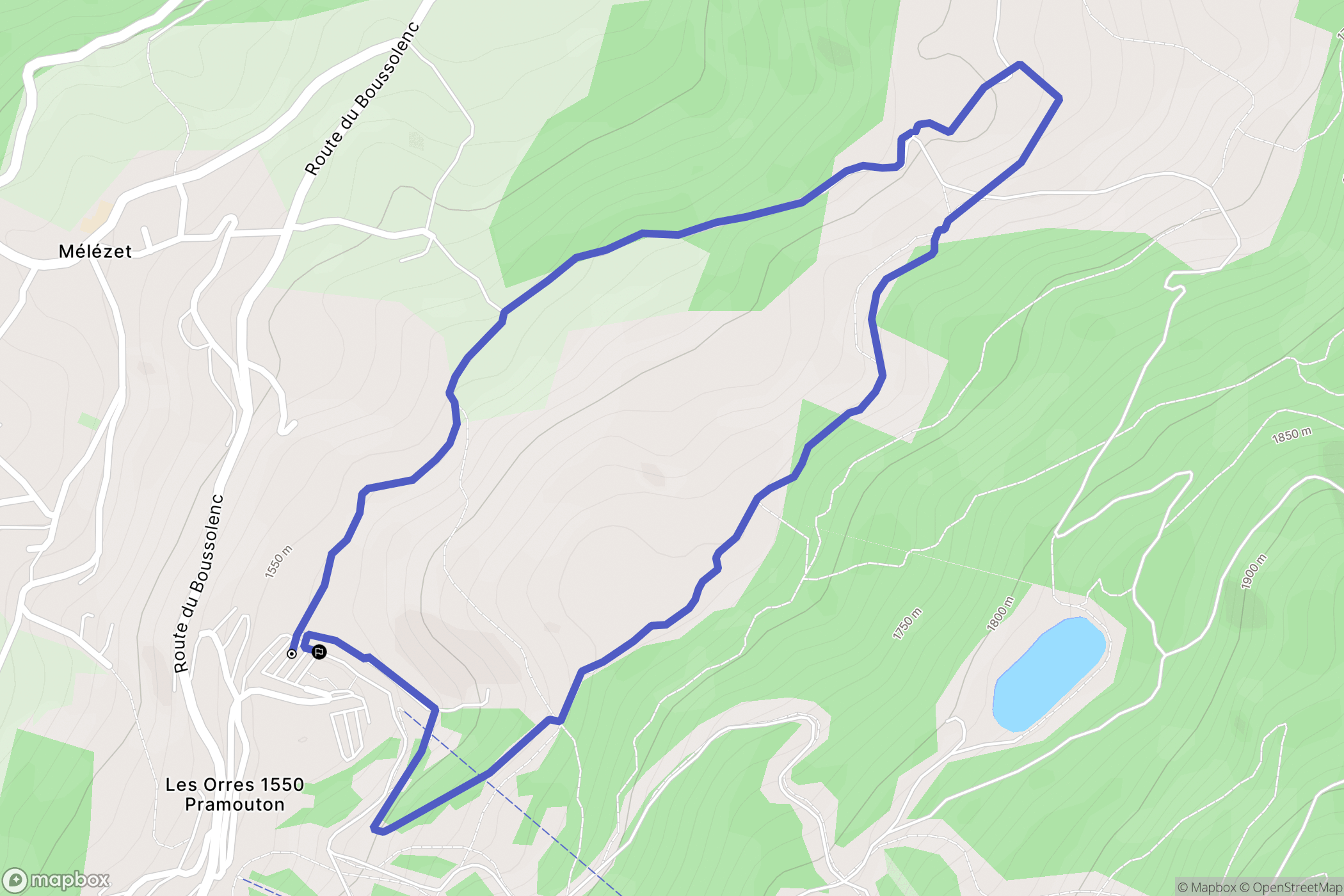 Les Orres : carte du parcours de randonnée - France