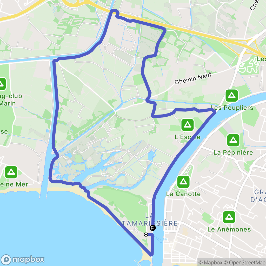 Agde : carte du parcours de randonnée - France