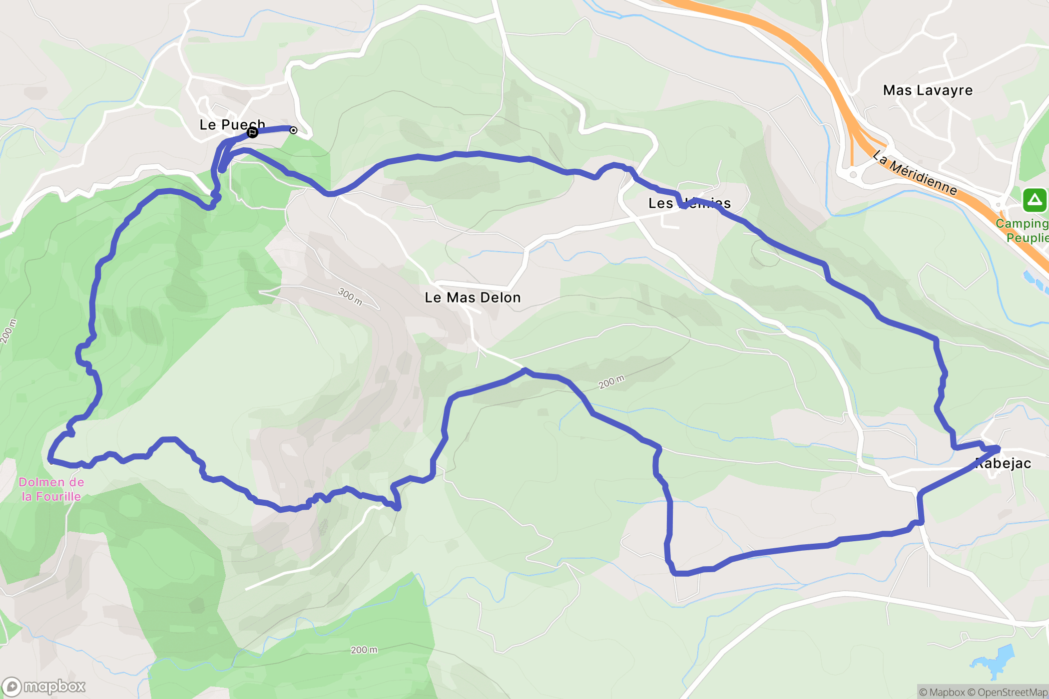 Le Puech : carte du parcours de randonnée - France