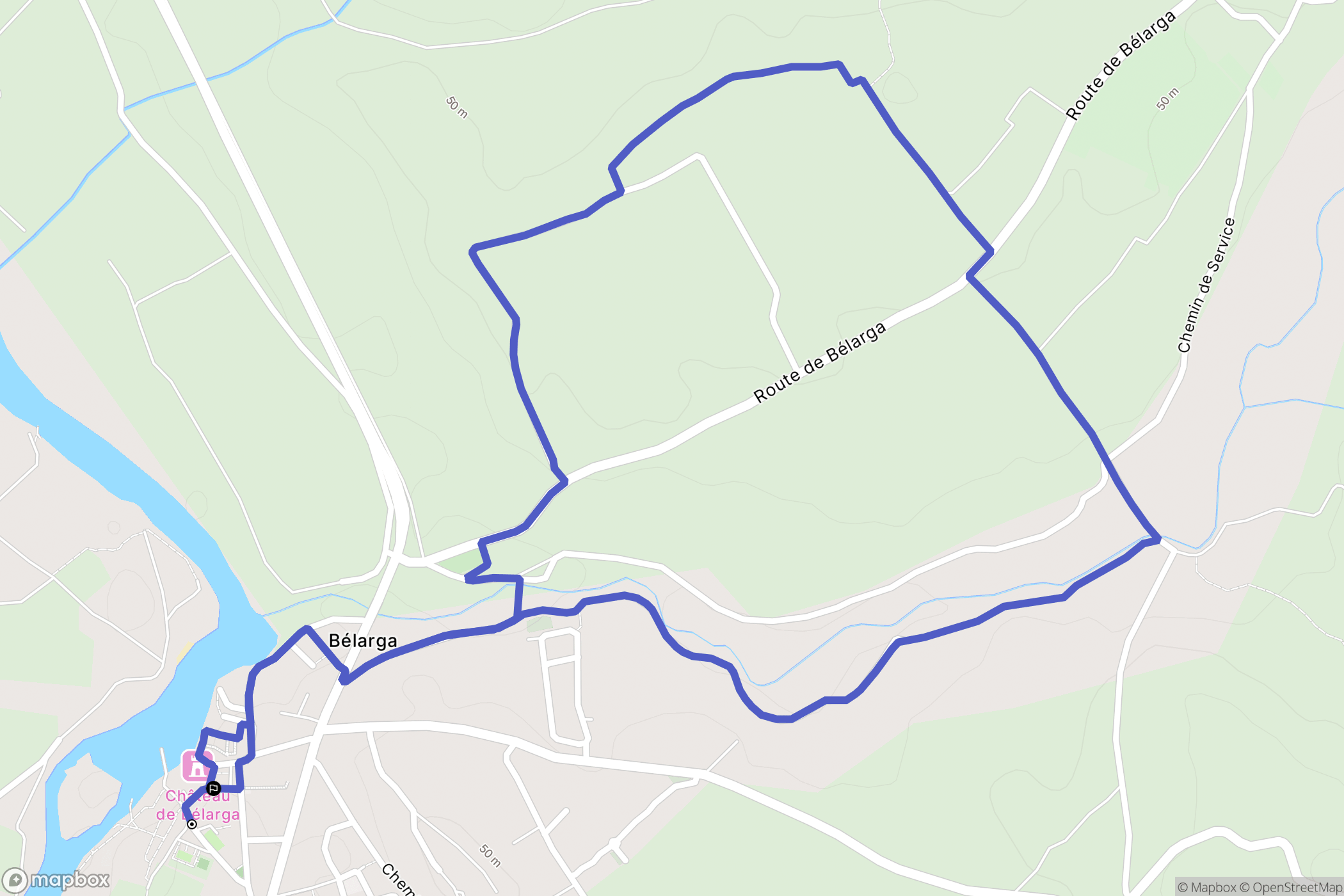 Bélarga : carte du parcours de randonnée - France