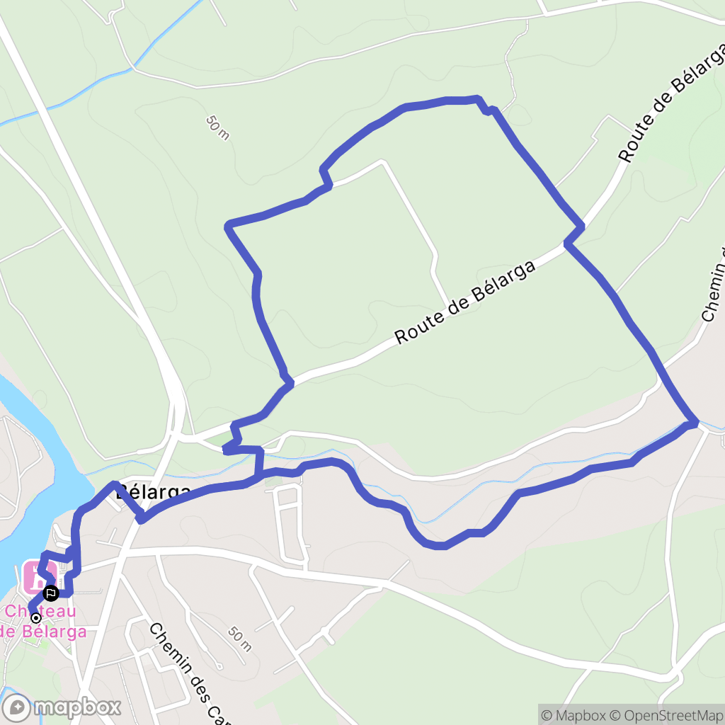 Bélarga : carte du parcours de randonnée - France