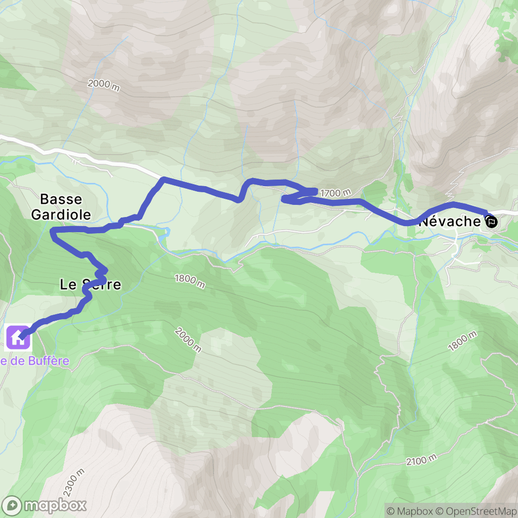 Névache : carte du parcours de randonnée - France