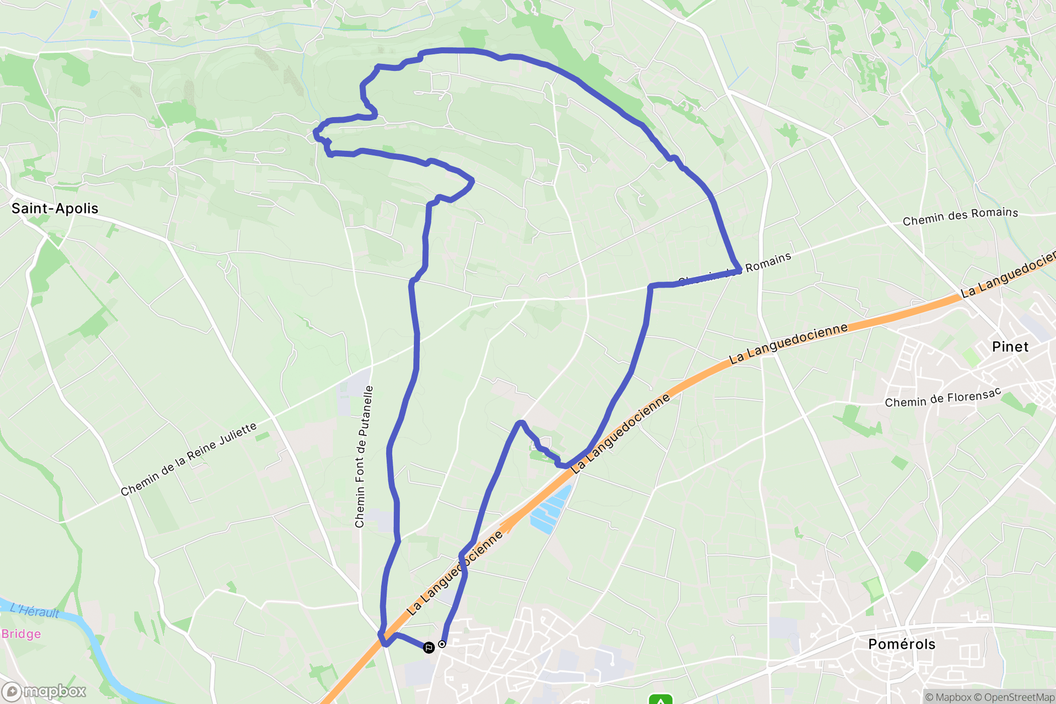 Florensac : carte du parcours de randonnée - France
