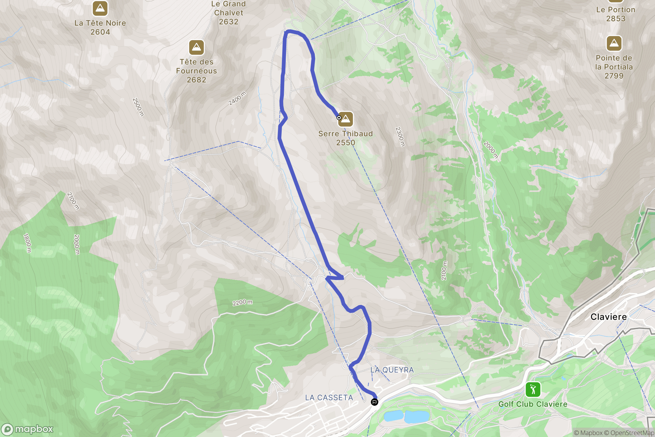 Montgenèvre : carte du parcours de randonnée - France