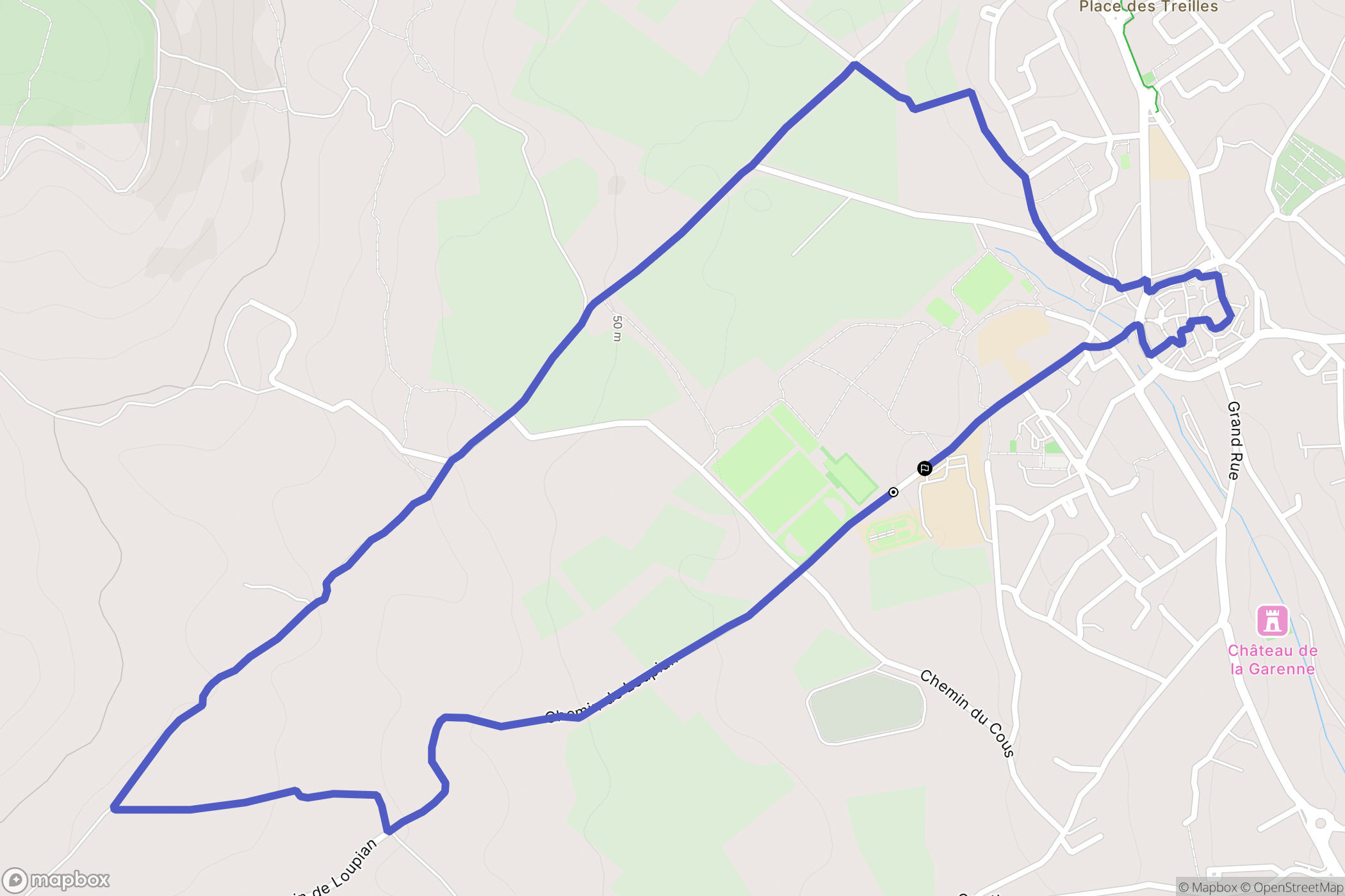 Poussan : carte du parcours de randonnée - France