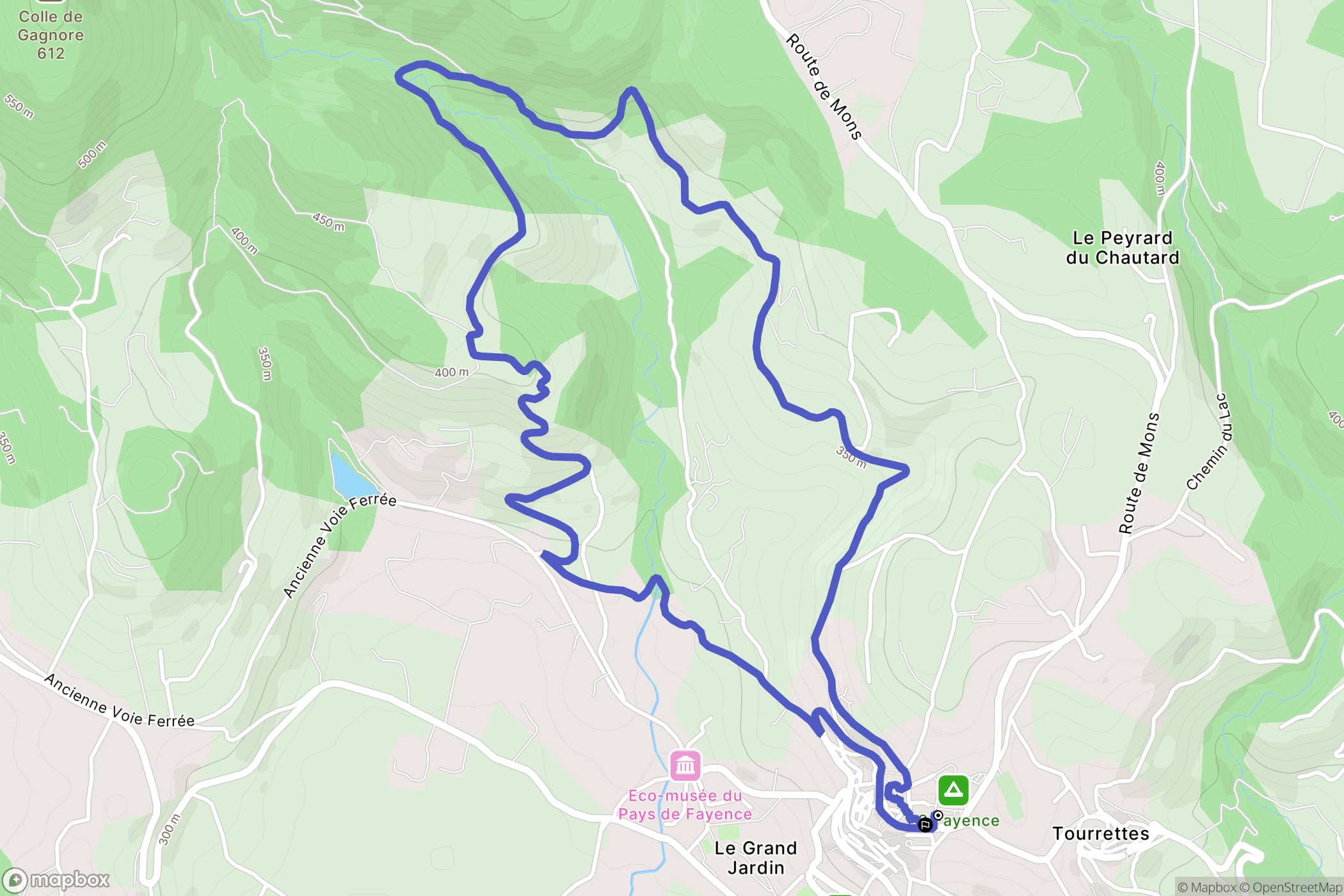 Fayence : carte du parcours de randonnée - France