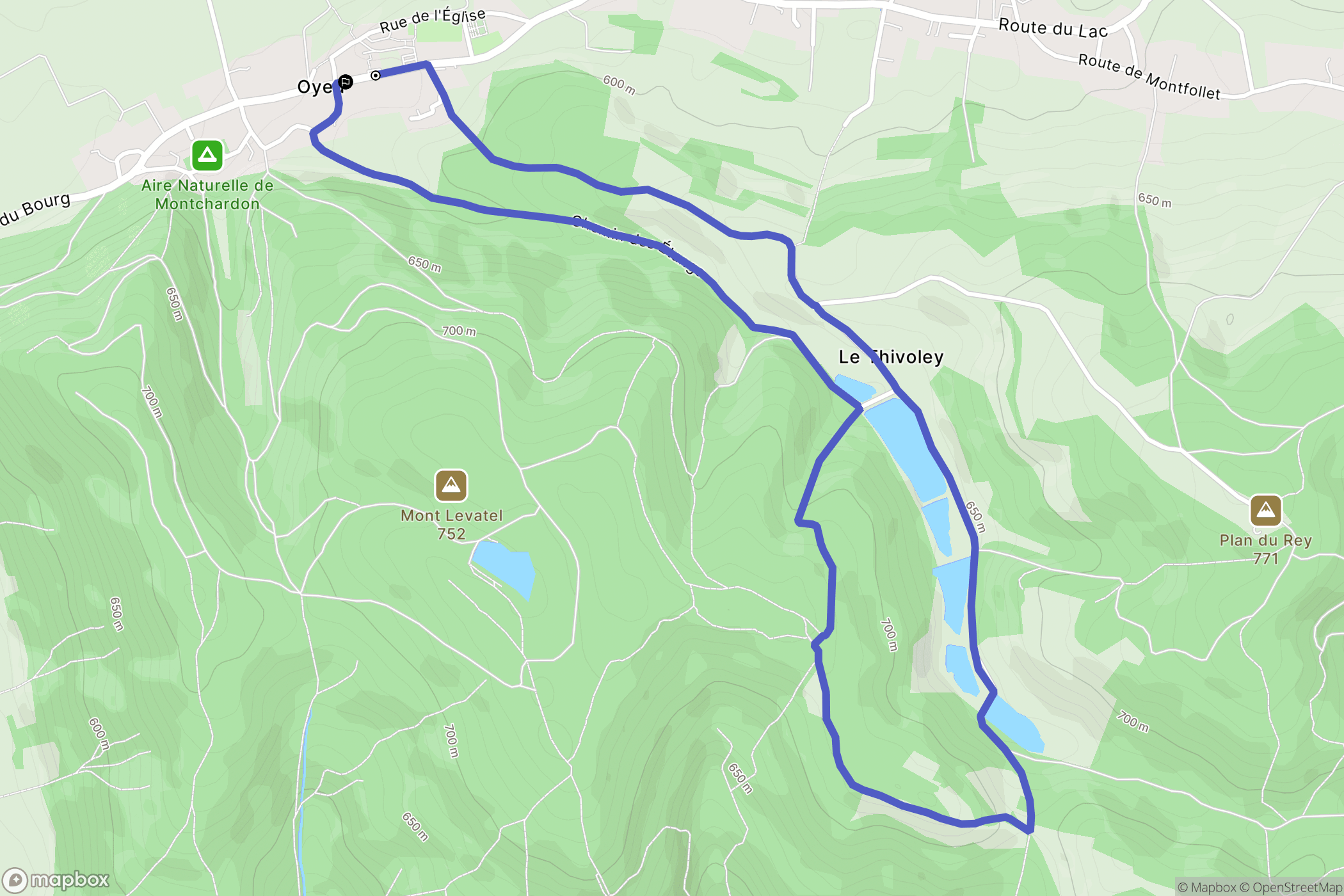 Oyeu : carte du parcours de randonnée - France