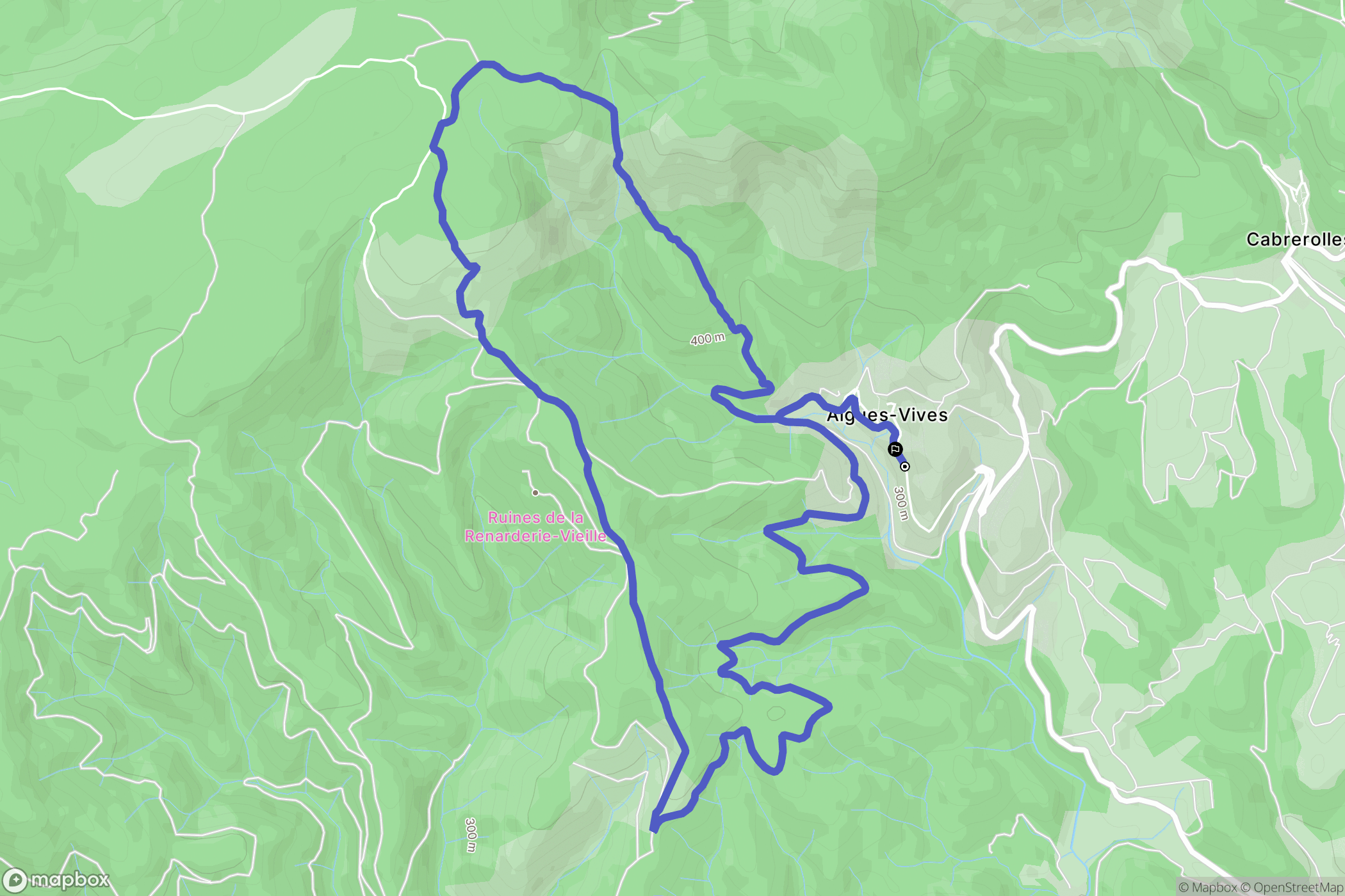 Cabrerolles : carte du parcours de randonnée - France