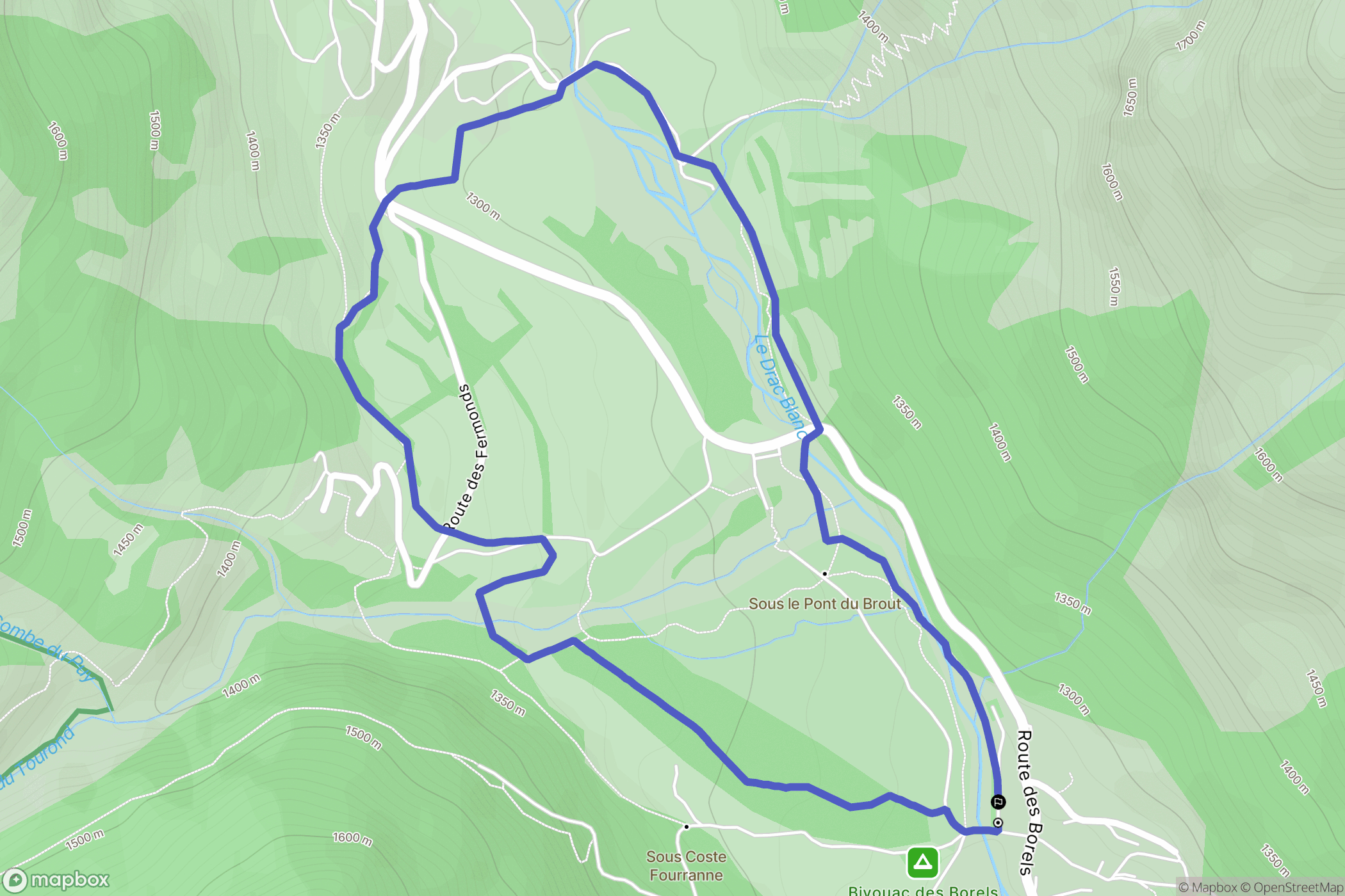 Champoléon : carte du parcours de randonnée - France