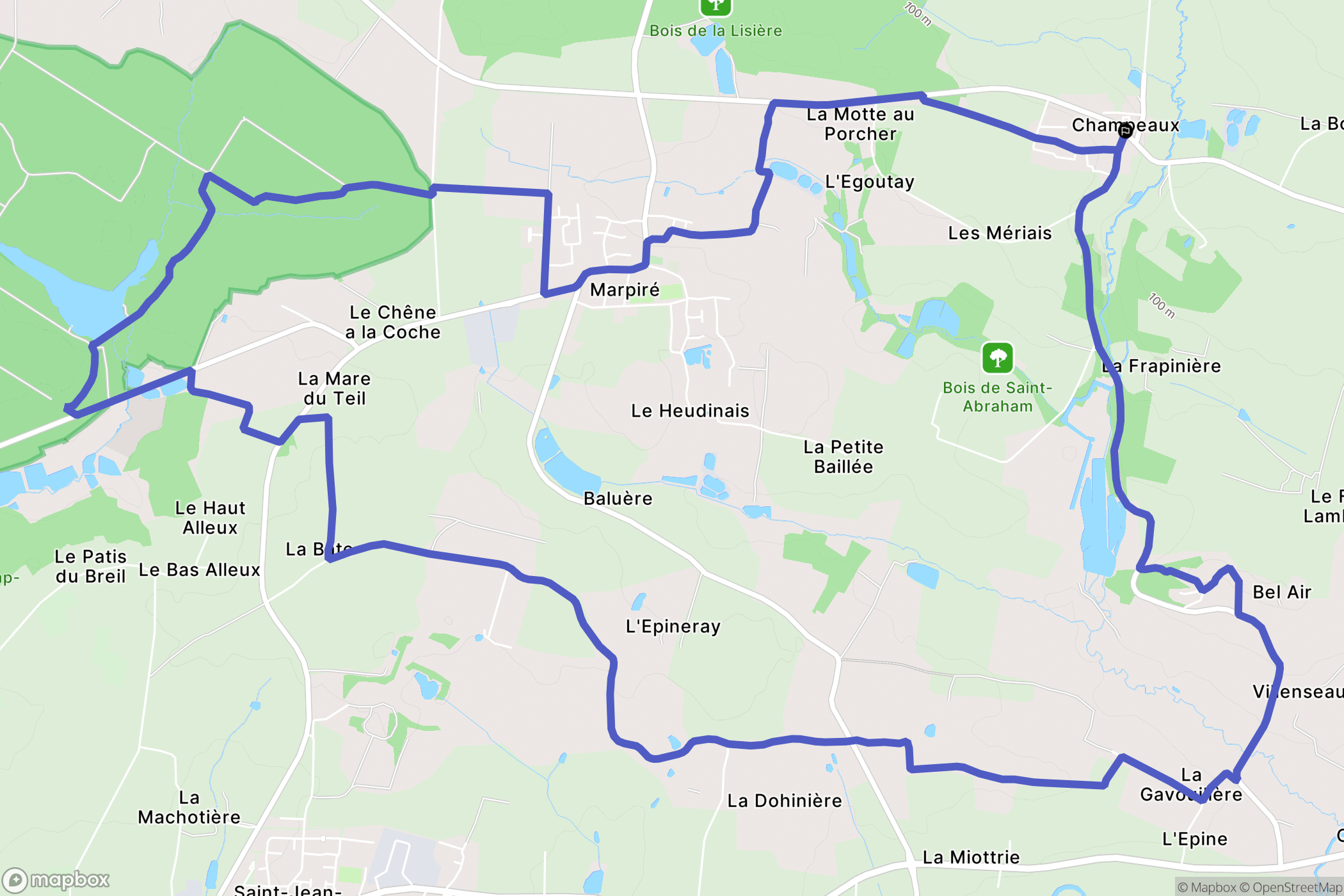 Champeaux : carte du parcours de randonnée - France