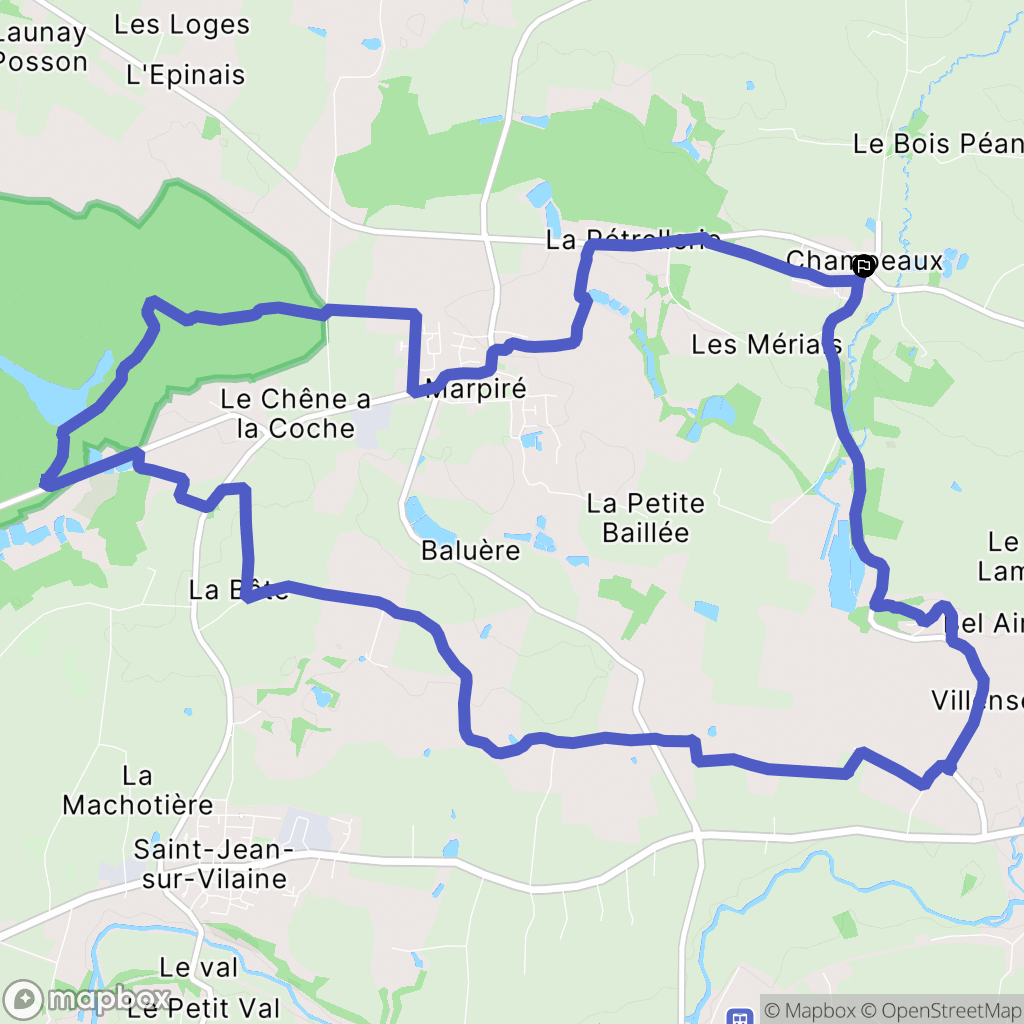 Champeaux : carte du parcours de randonnée - France