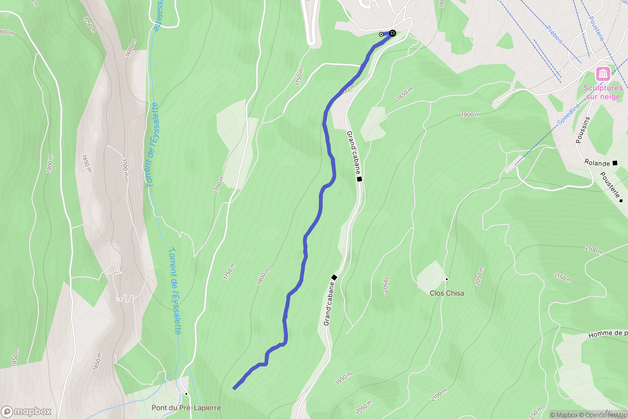 Les Orres : carte du parcours de randonnée - France