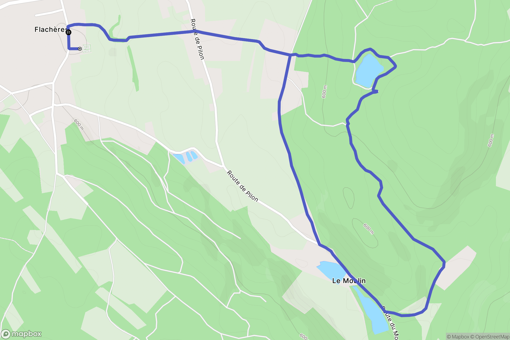 Flachères : carte du parcours de randonnée - France
