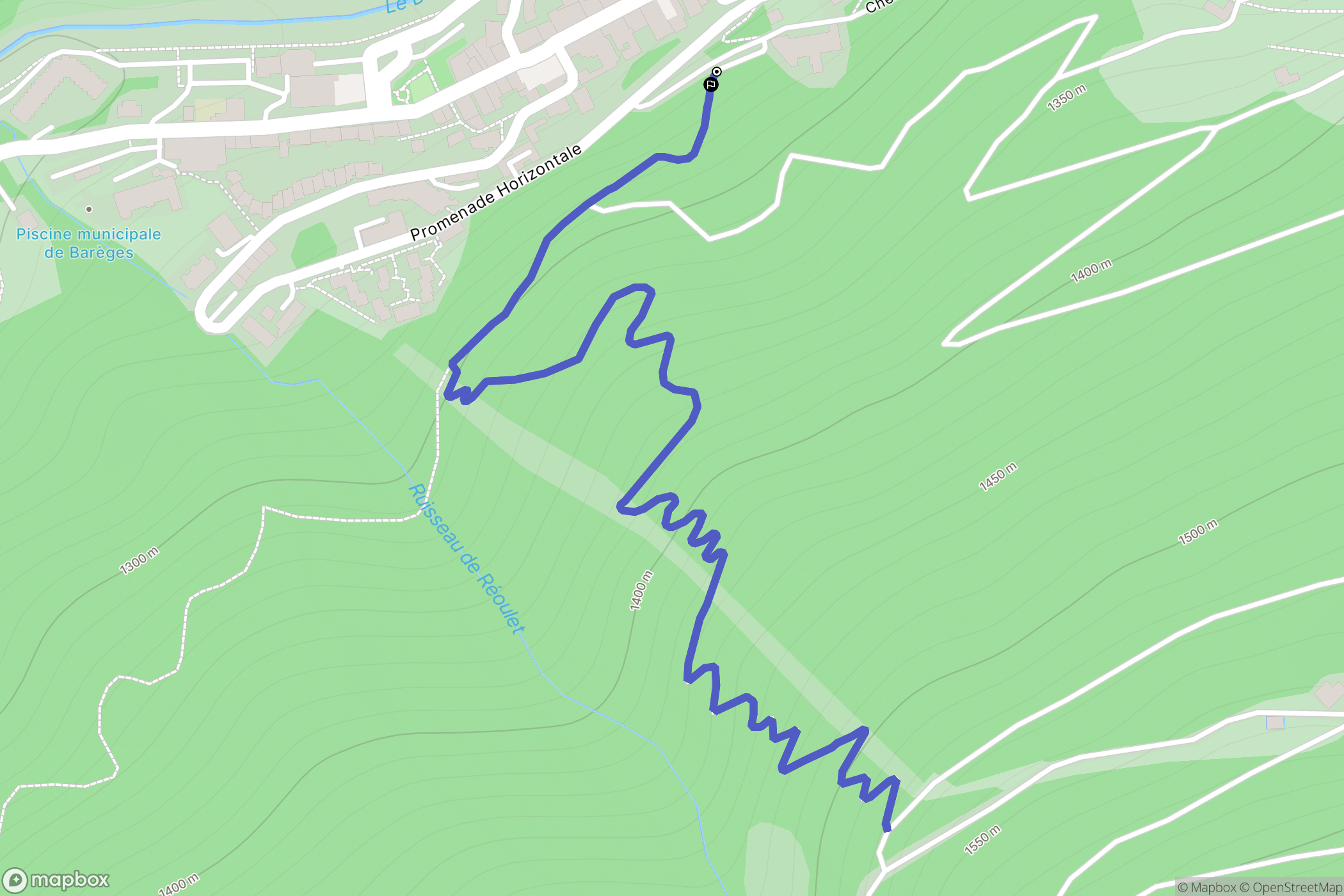 Barèges : carte du parcours de randonnée - France