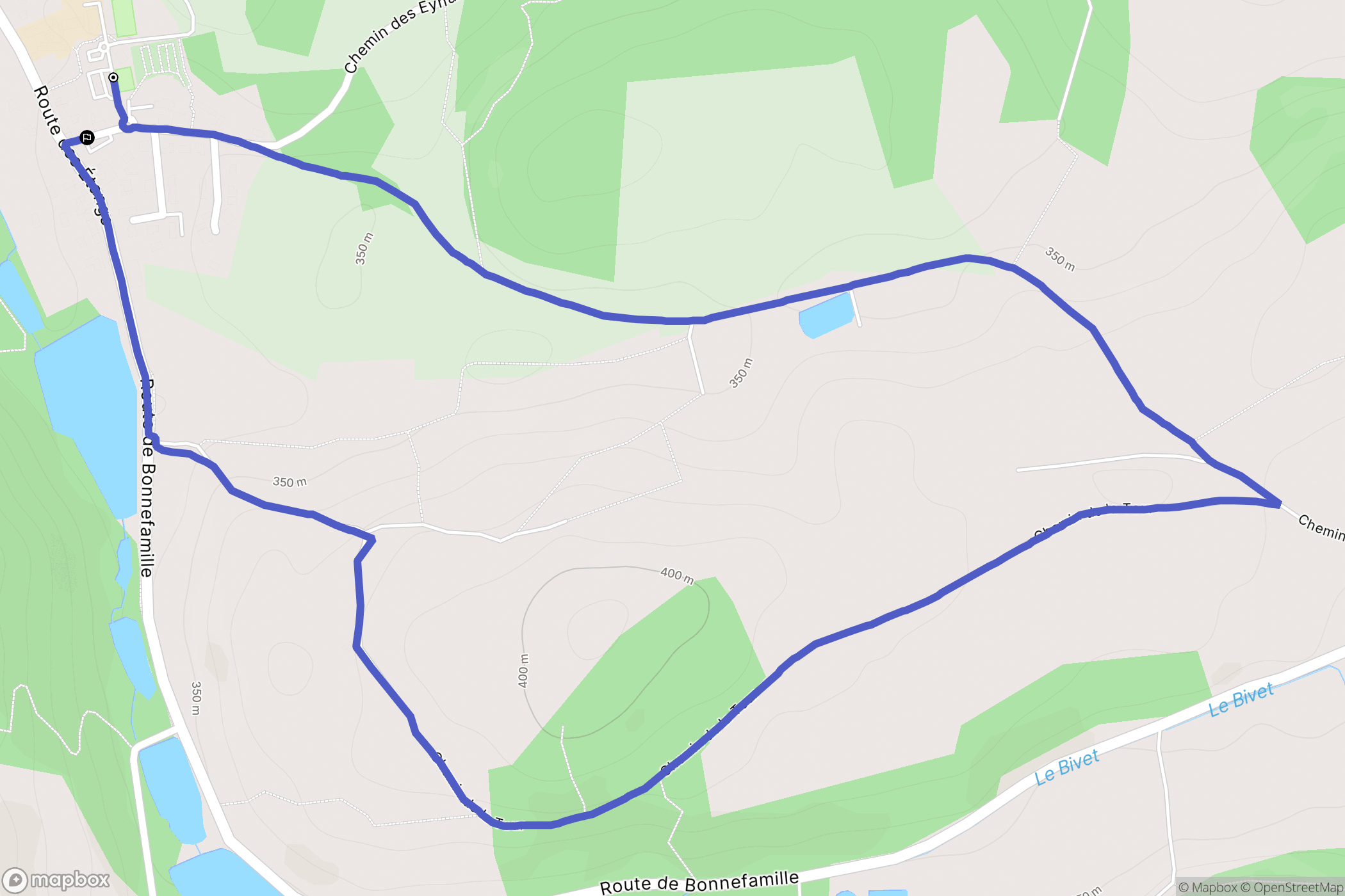 Bonnefamille : carte du parcours de randonnée - France