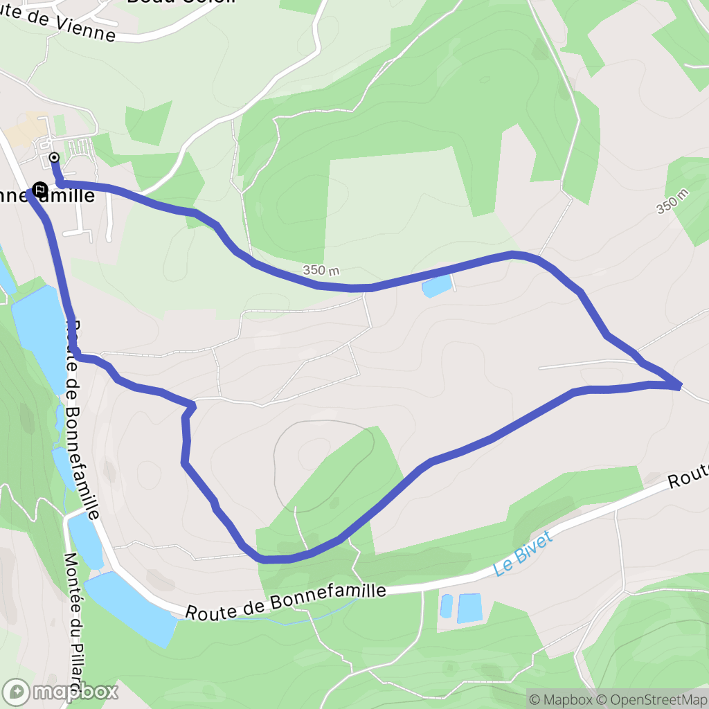 Bonnefamille : carte du parcours de randonnée - France