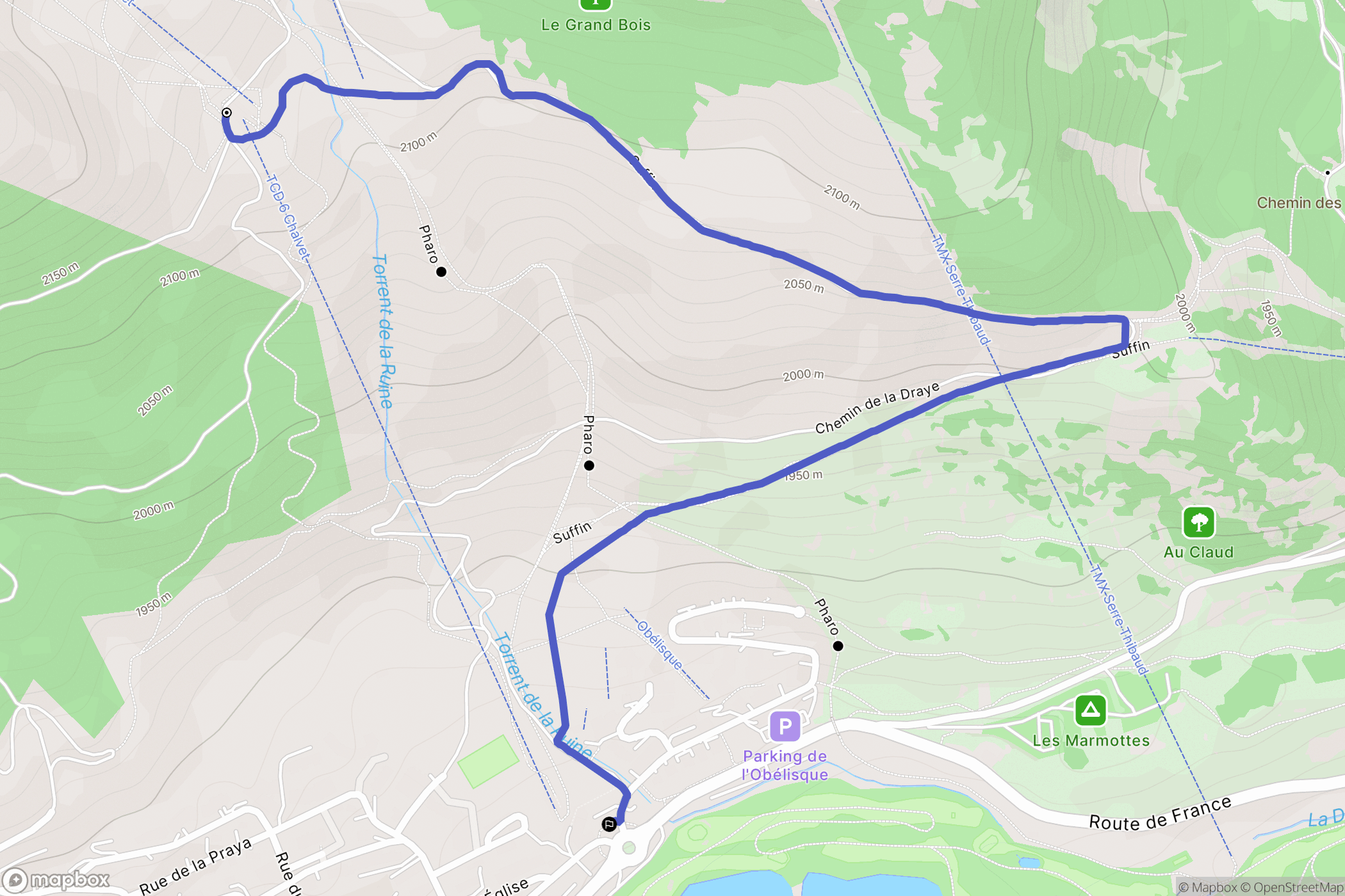 Montgenèvre : carte du parcours de randonnée - France