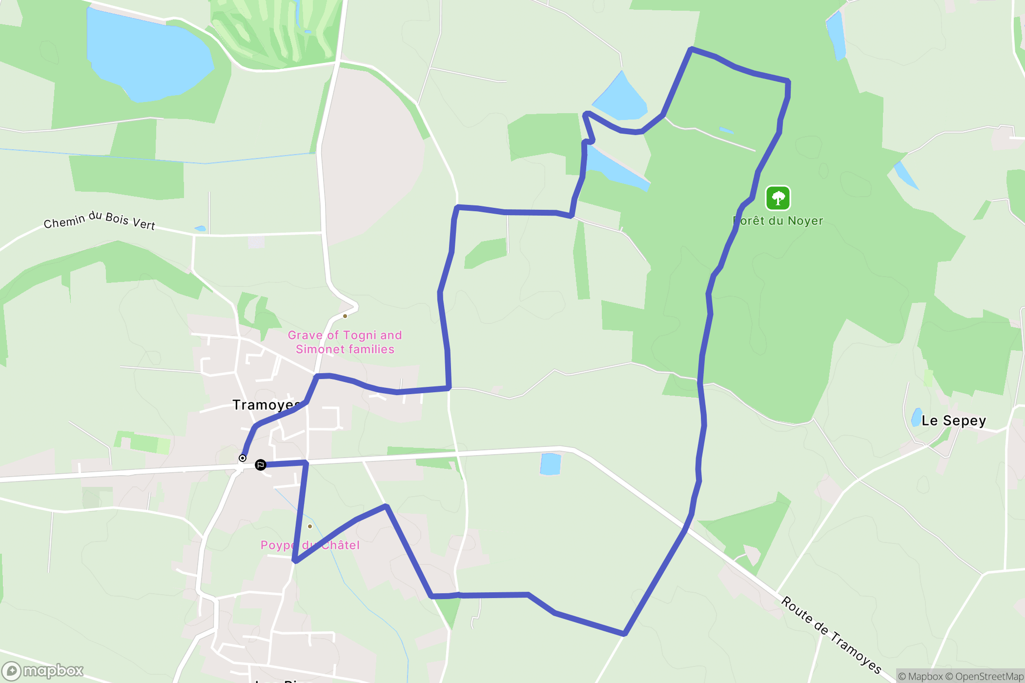 Tramoyes : carte du parcours de randonnée - France
