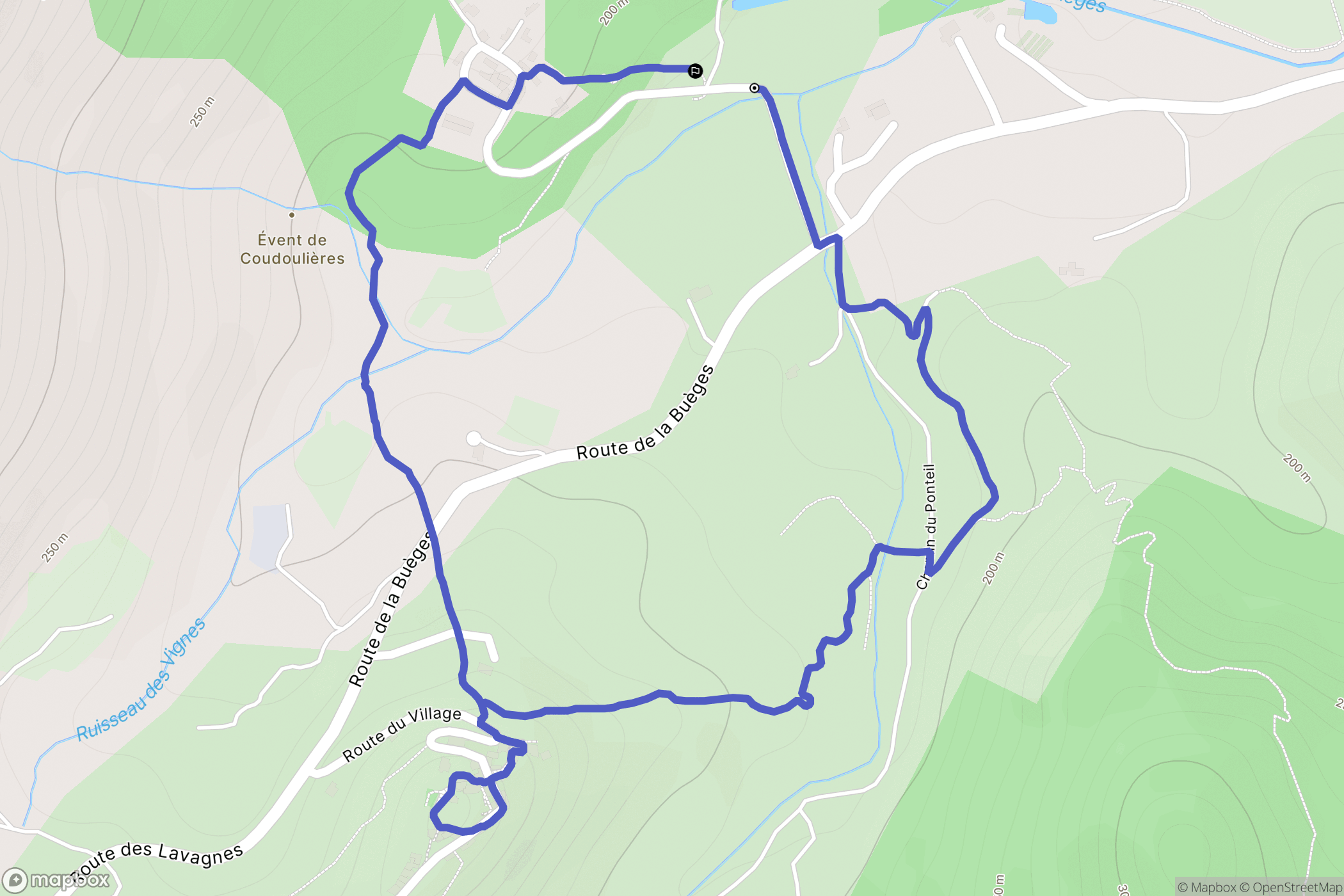 Pégairolles-de-Buèges : carte du parcours de randonnée - France