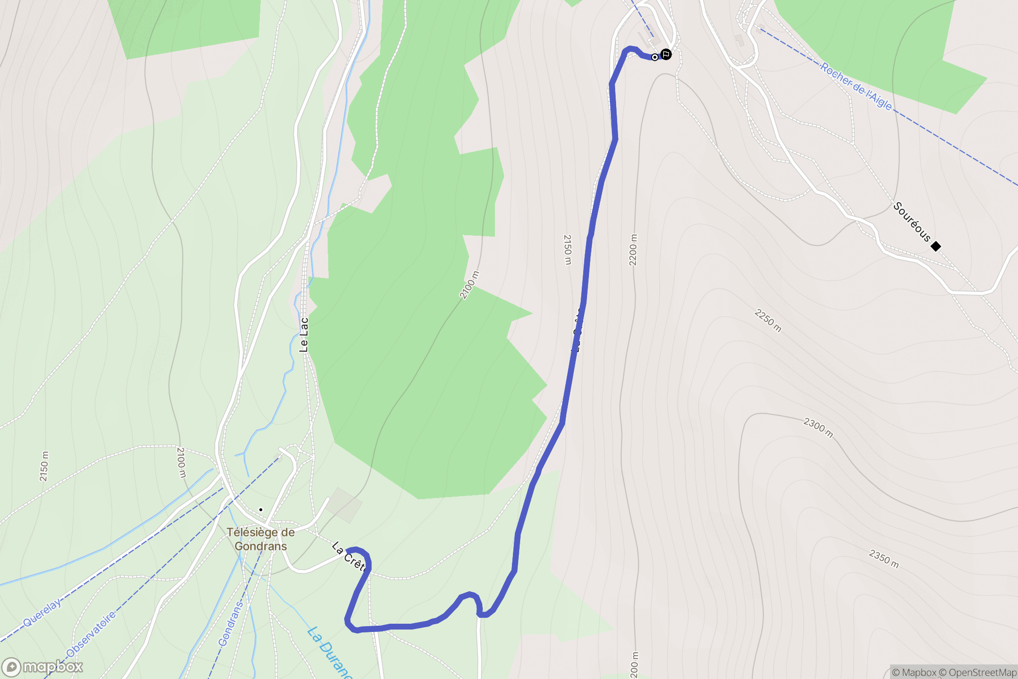 Montgenèvre : carte du parcours de randonnée - France