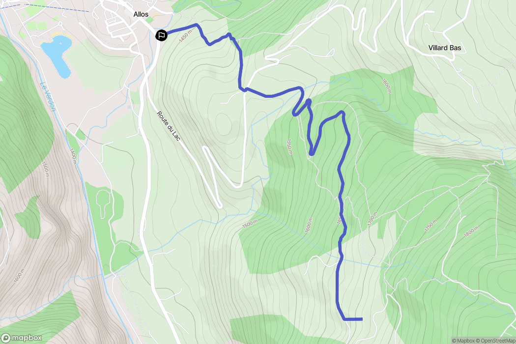 Allos : carte du parcours de randonnée - France
