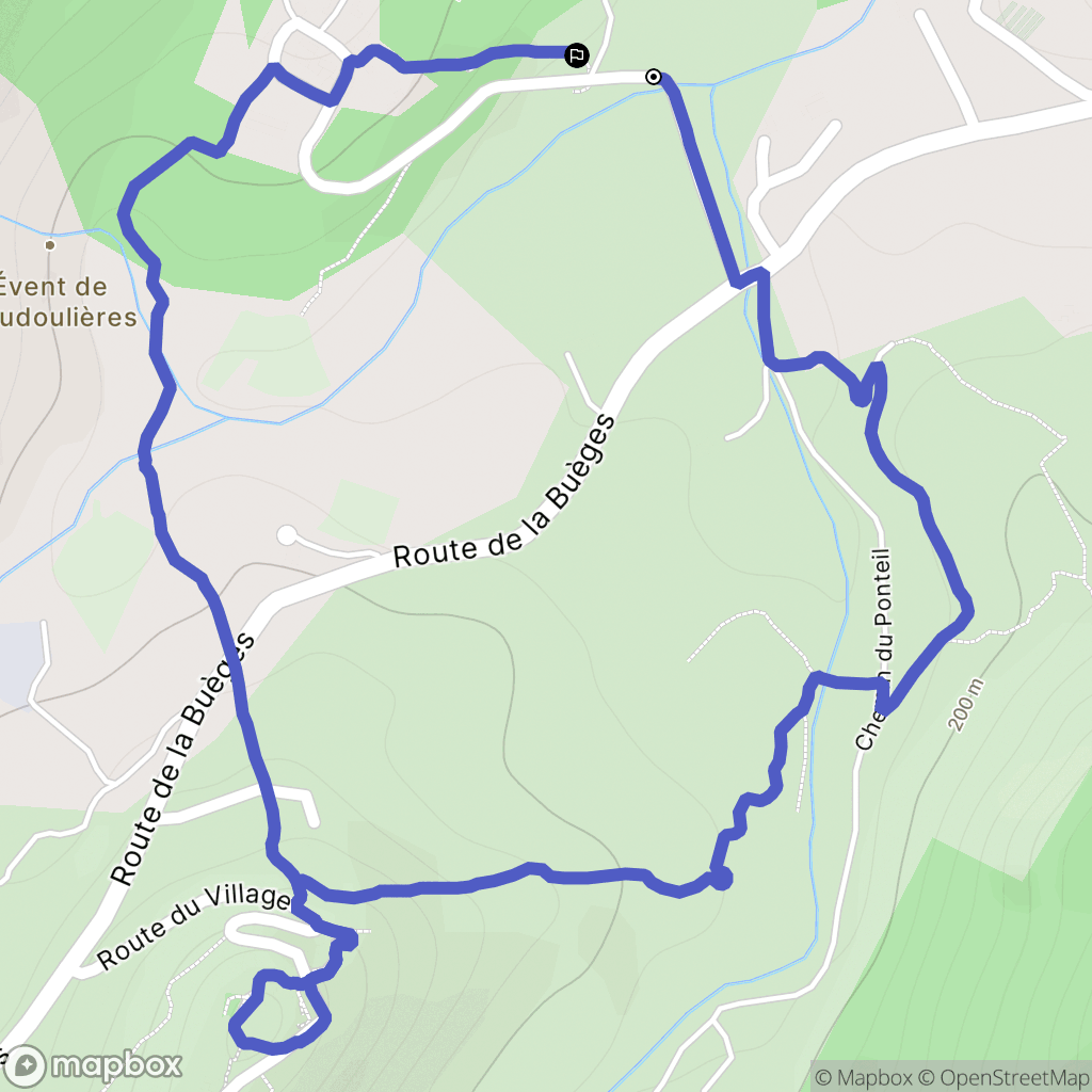 Pégairolles-de-Buèges : carte du parcours de randonnée - France