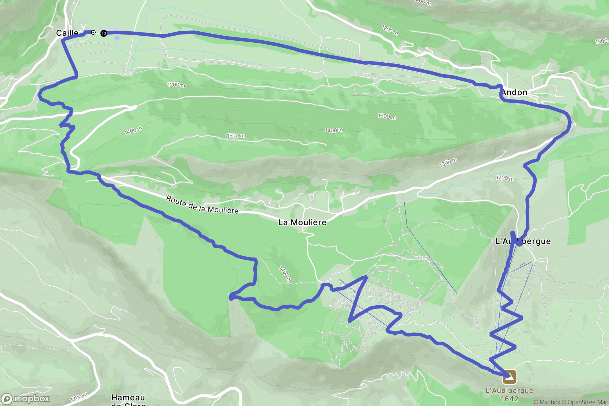 Caille : carte du parcours de randonnée - France