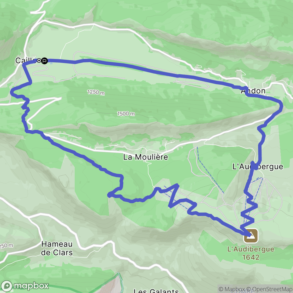 Caille : carte du parcours de randonnée - France