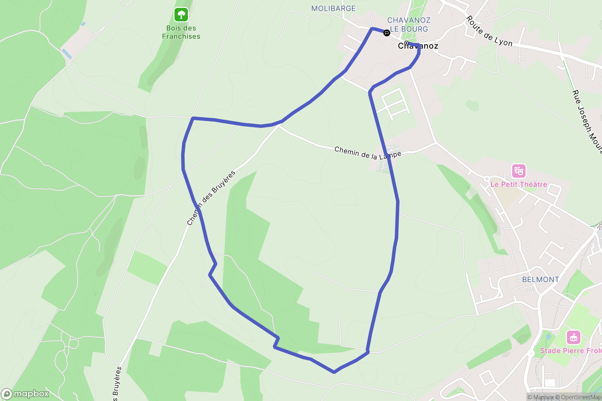Chavanoz : carte du parcours de randonnée - France