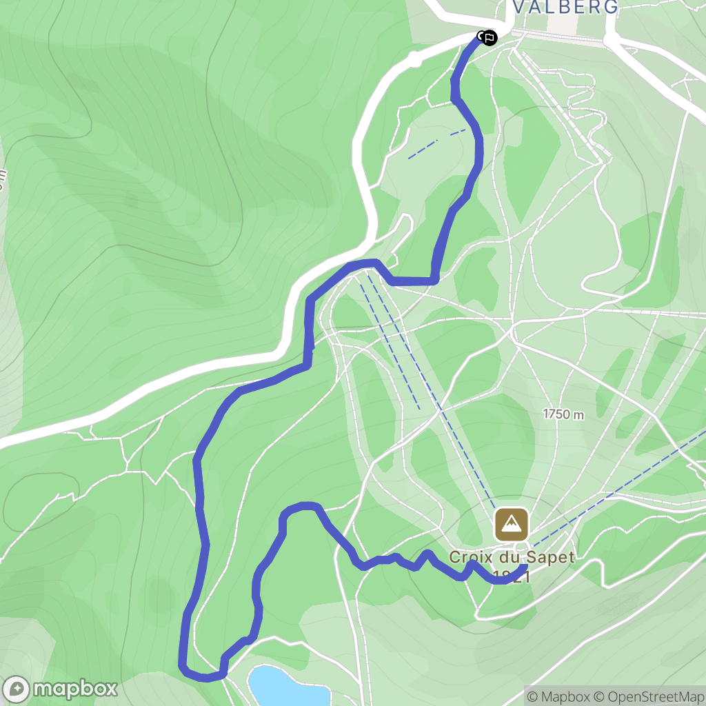 Péone : carte du parcours de randonnée - France