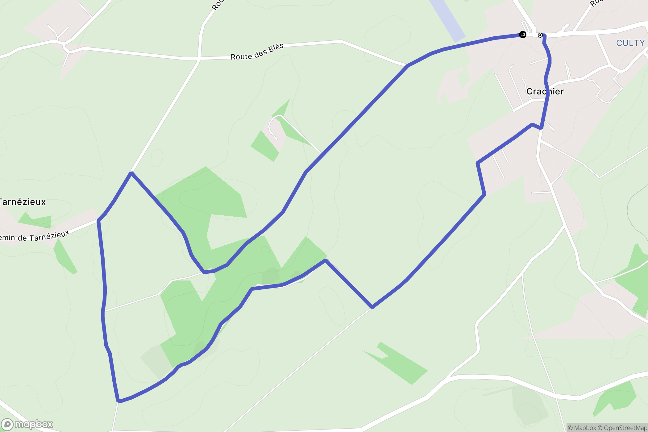 Crachier : carte du parcours de randonnée - France