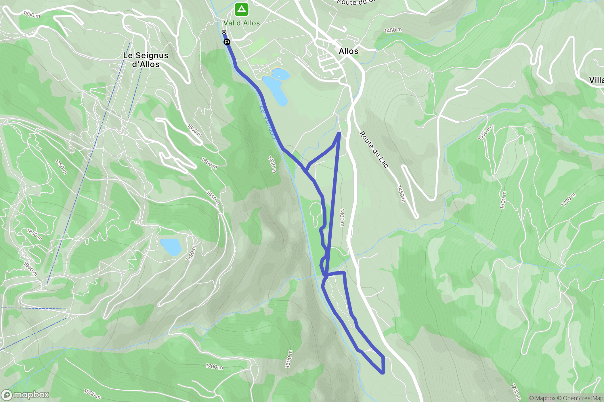 Allos : carte du parcours de randonnée - France