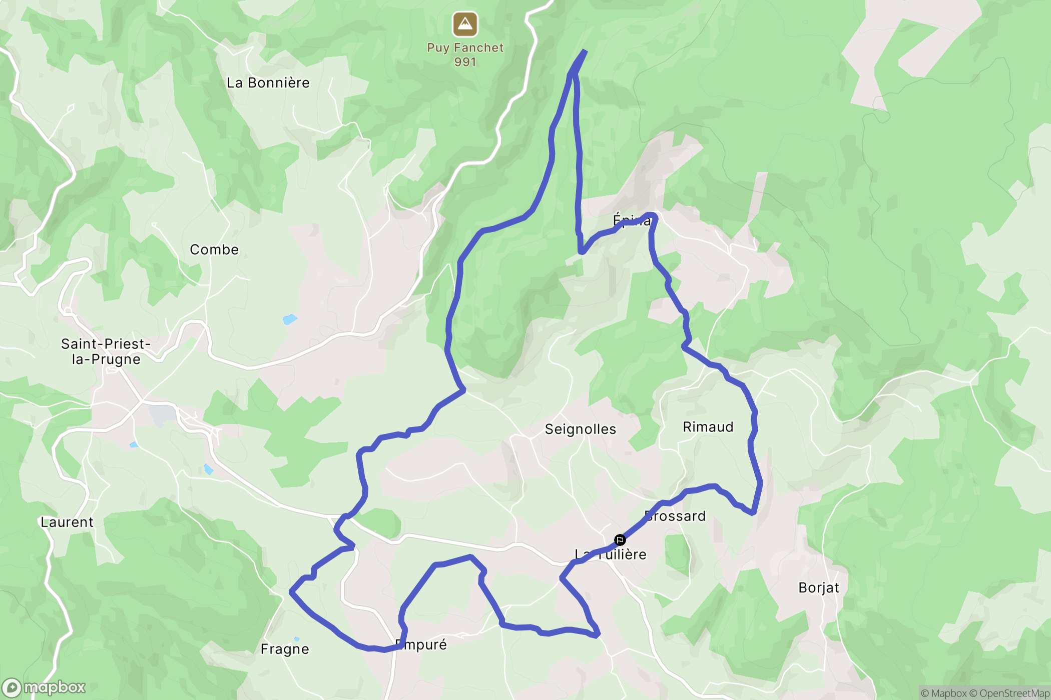 La Tuilière : carte du parcours de randonnée - France