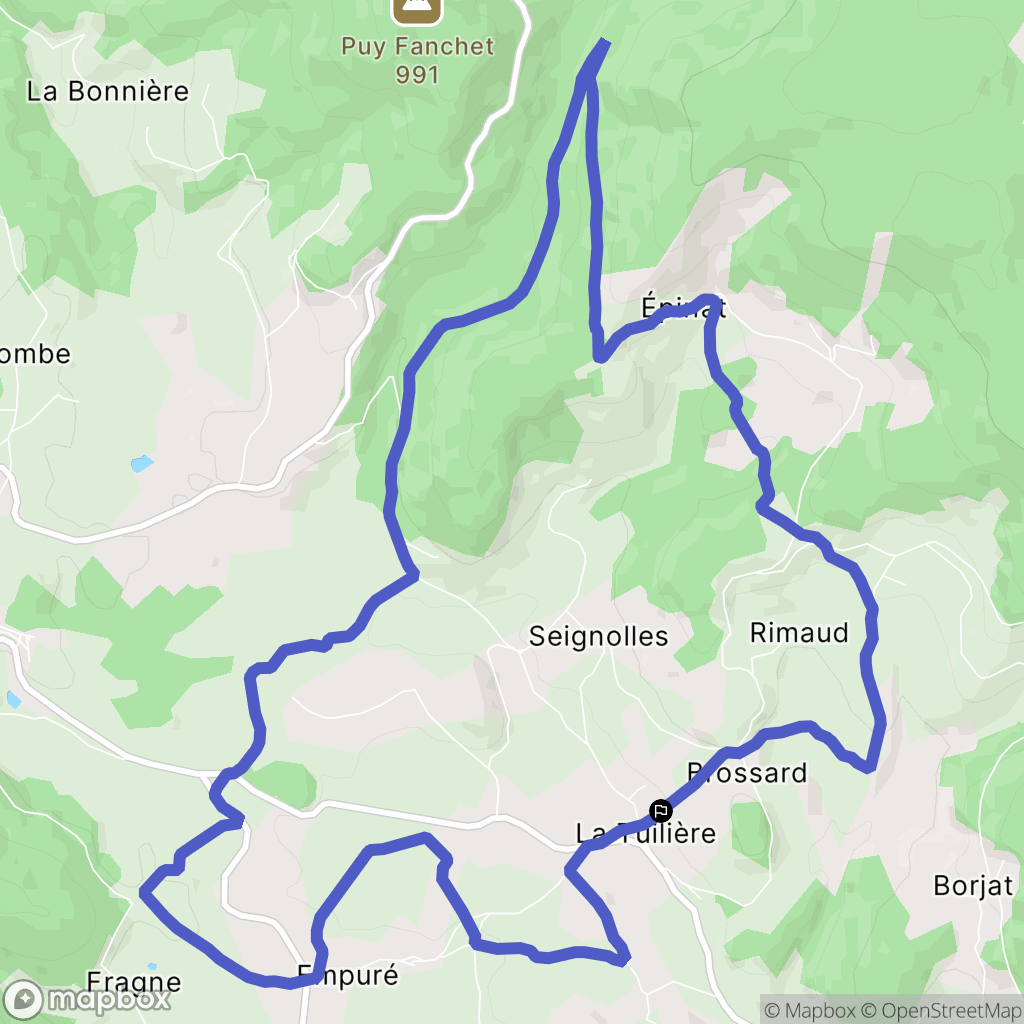 La Tuilière : carte du parcours de randonnée - France
