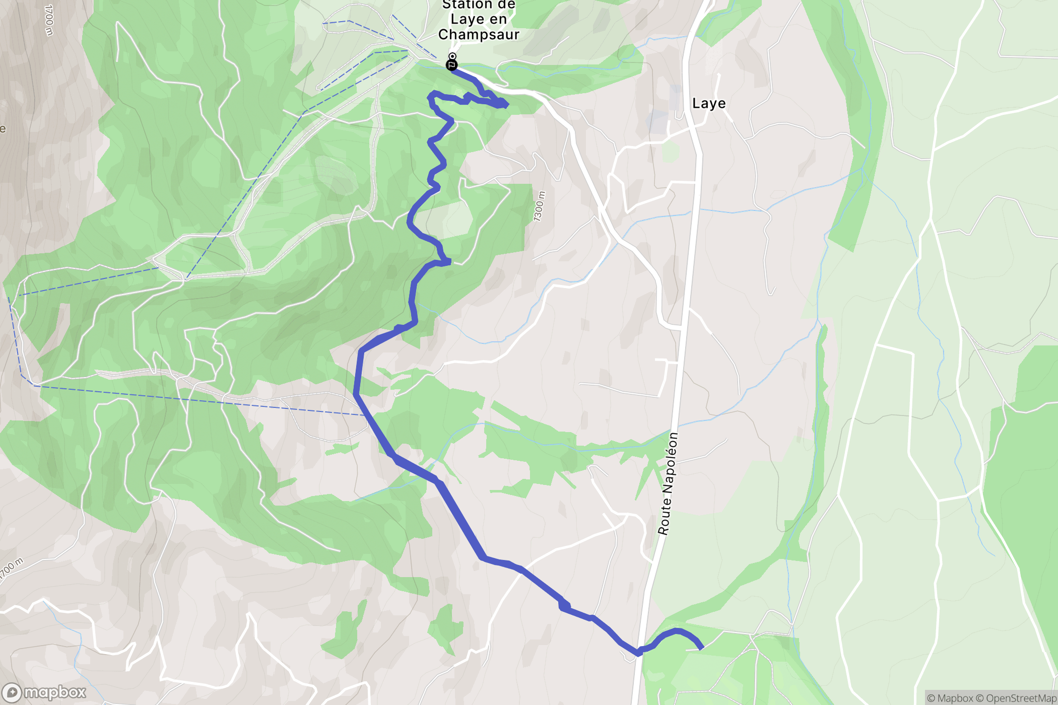 Laye : carte du parcours de randonnée - France