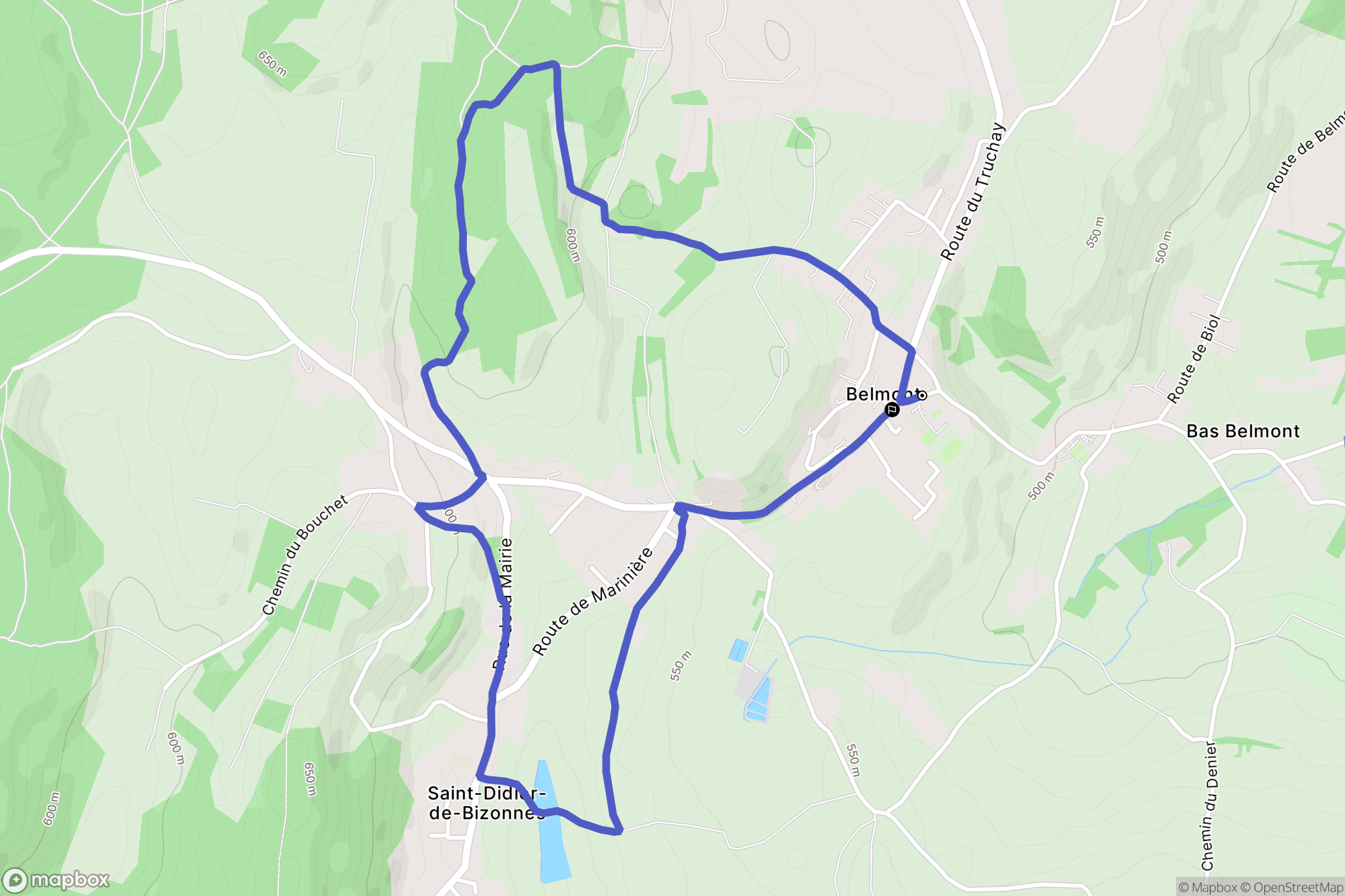 Belmont : carte du parcours de randonnée - France