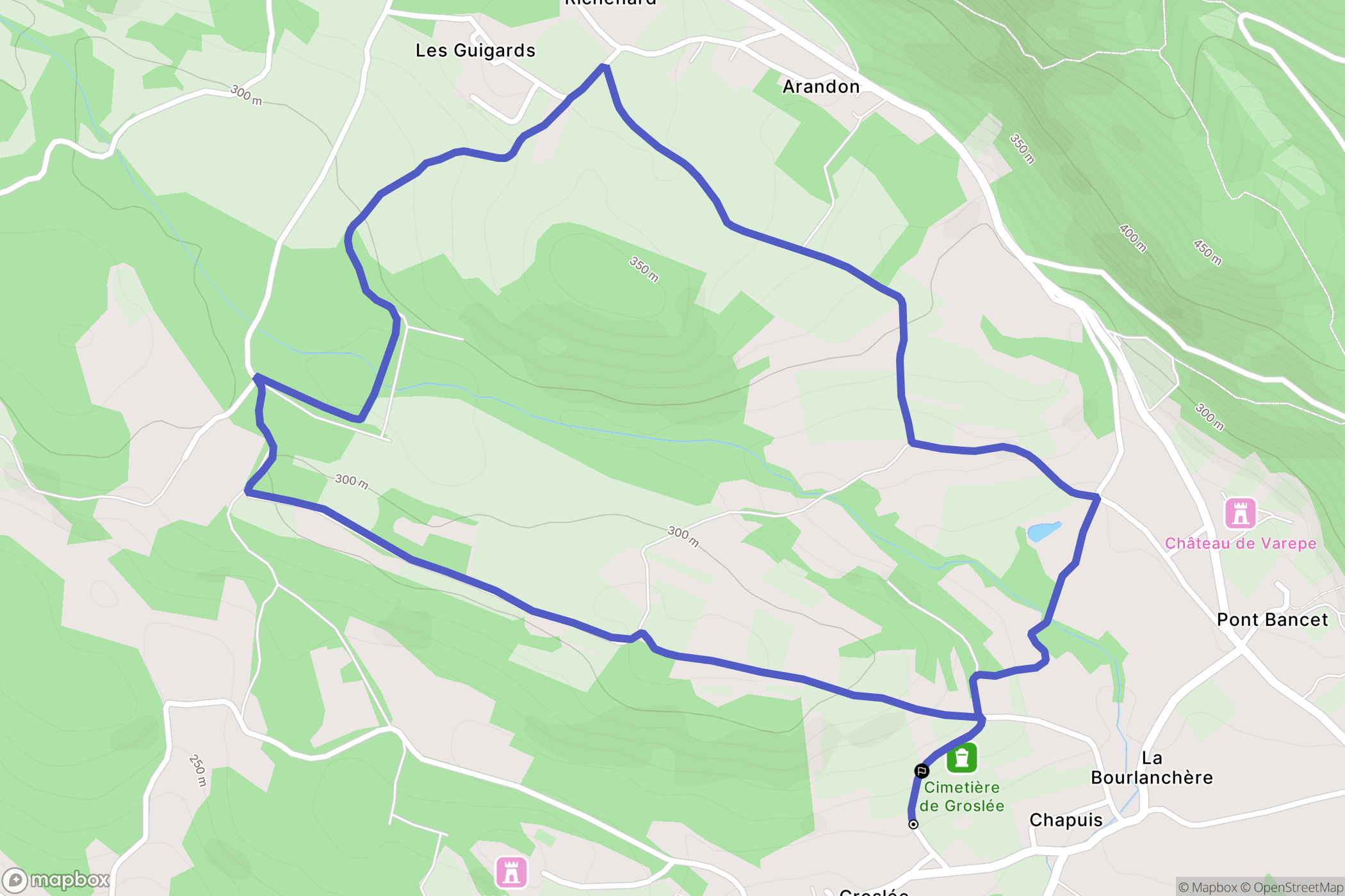 Groslée-Saint-Benoît : carte du parcours de randonnée - France