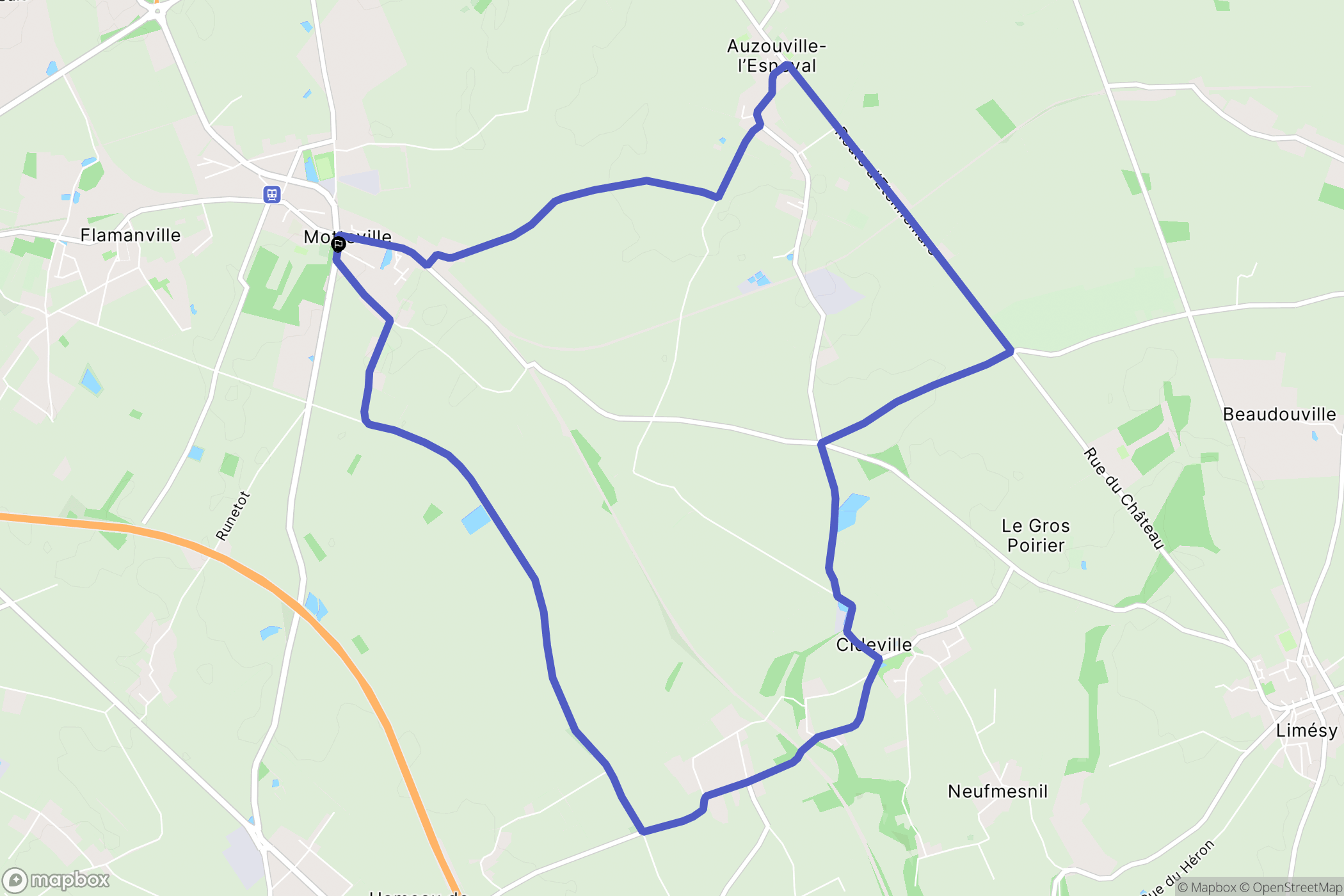 Motteville : carte du parcours de randonnée - France